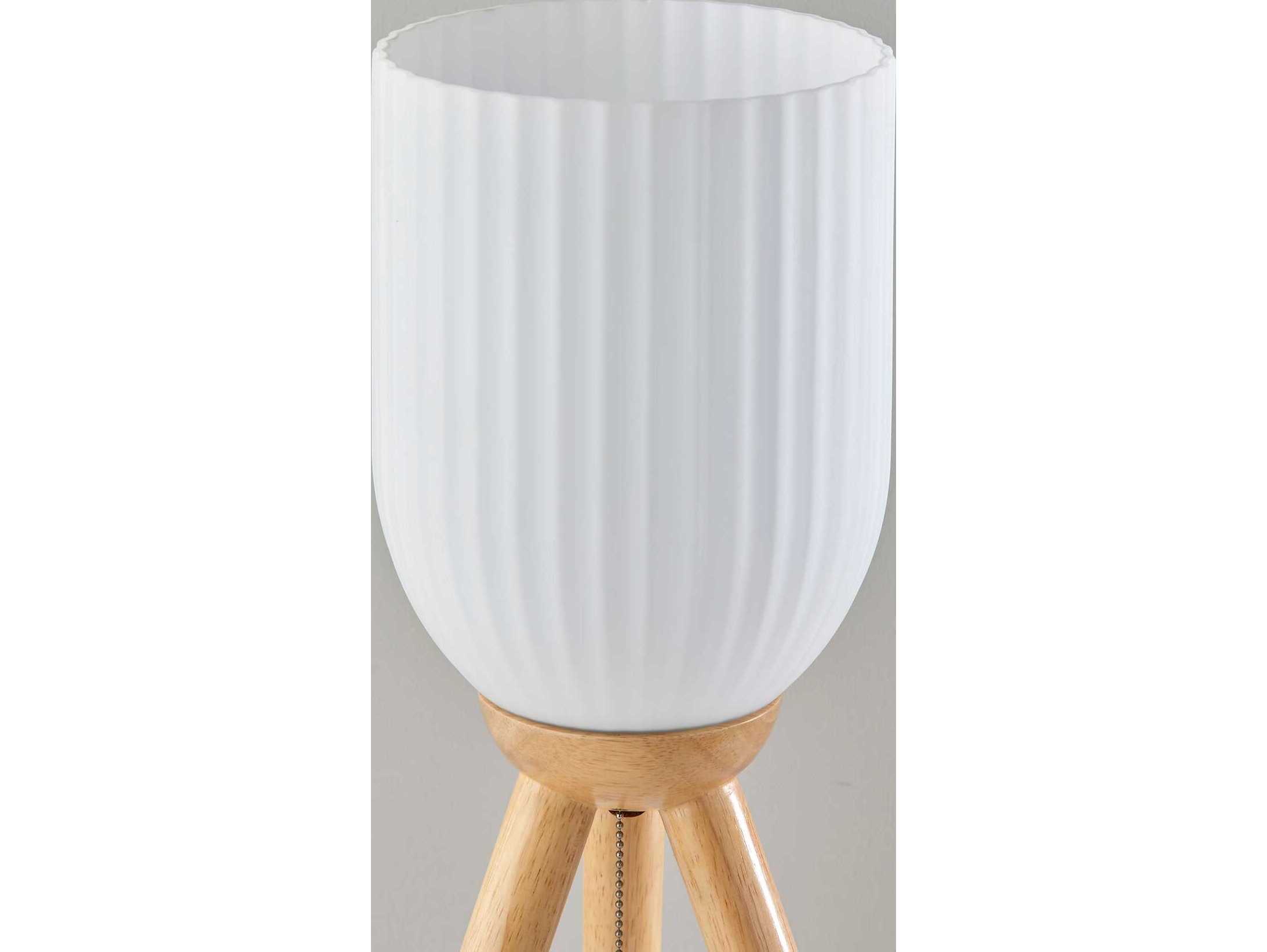 Adesso Kinsley Beige Frosted Ribbed Glass Brown Table Lamp