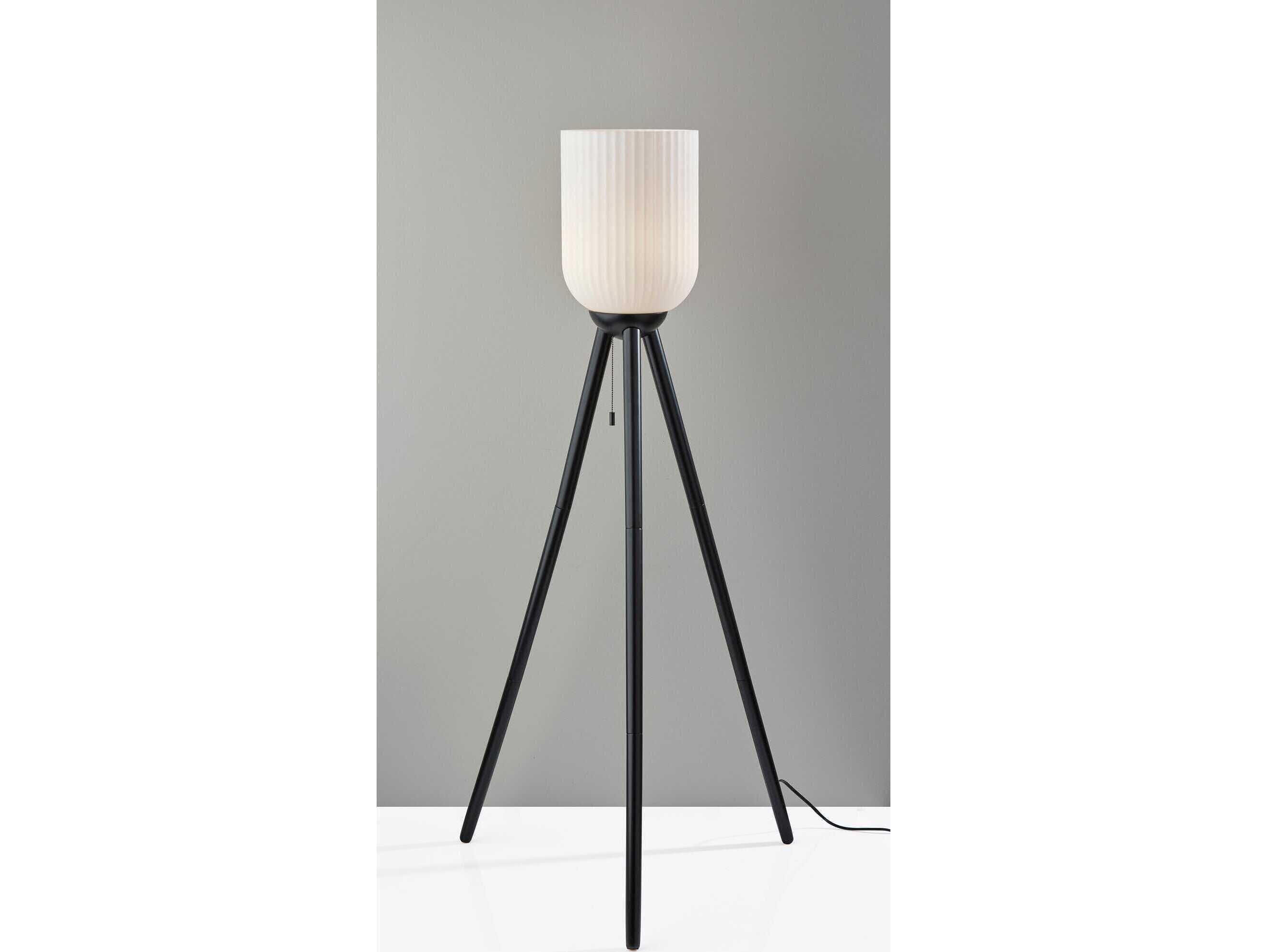 Adesso Kinsley Black Frosted Ribbed Glass Floor Lamp