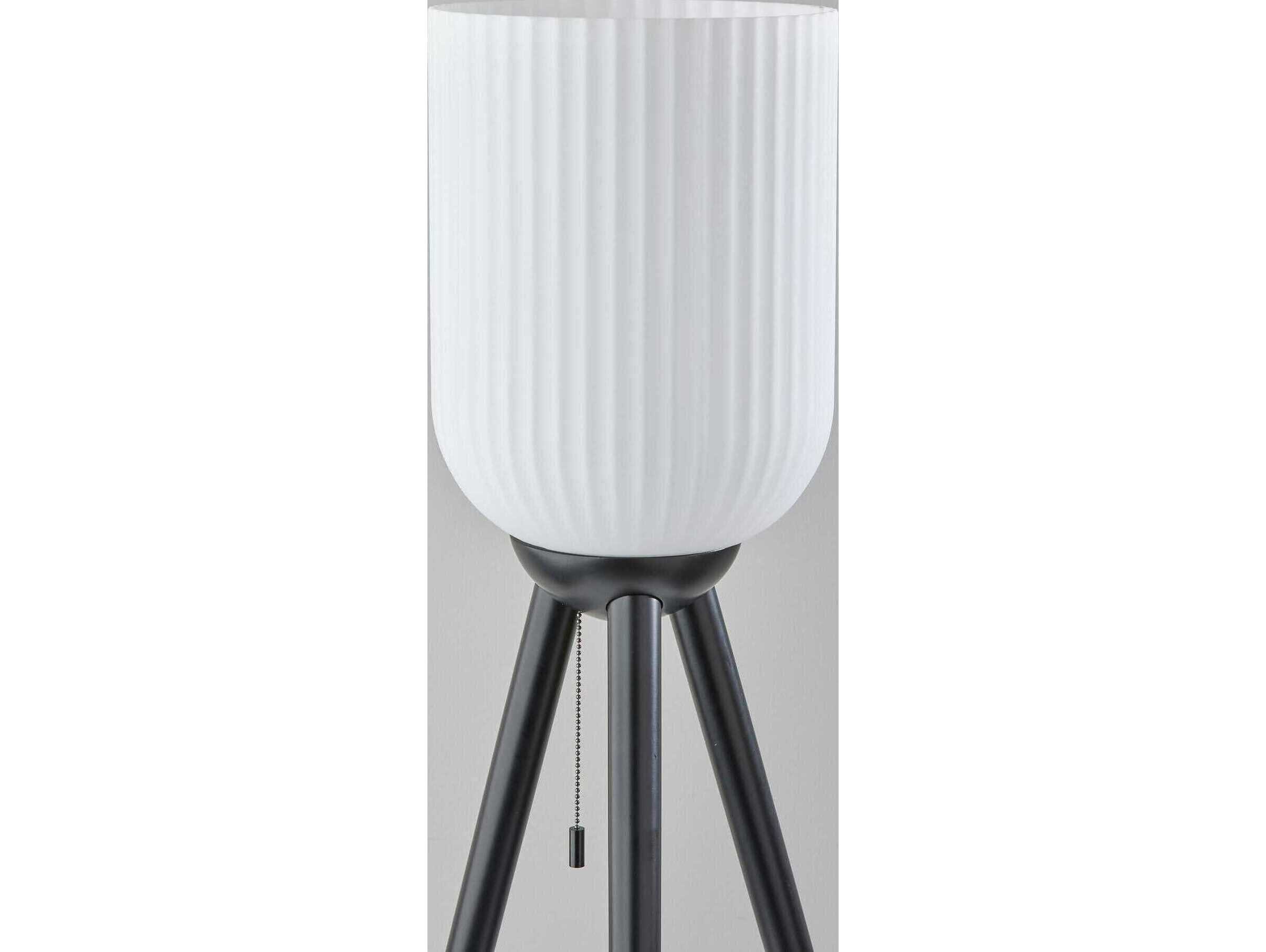 Adesso Kinsley Black Frosted Ribbed Glass Floor Lamp