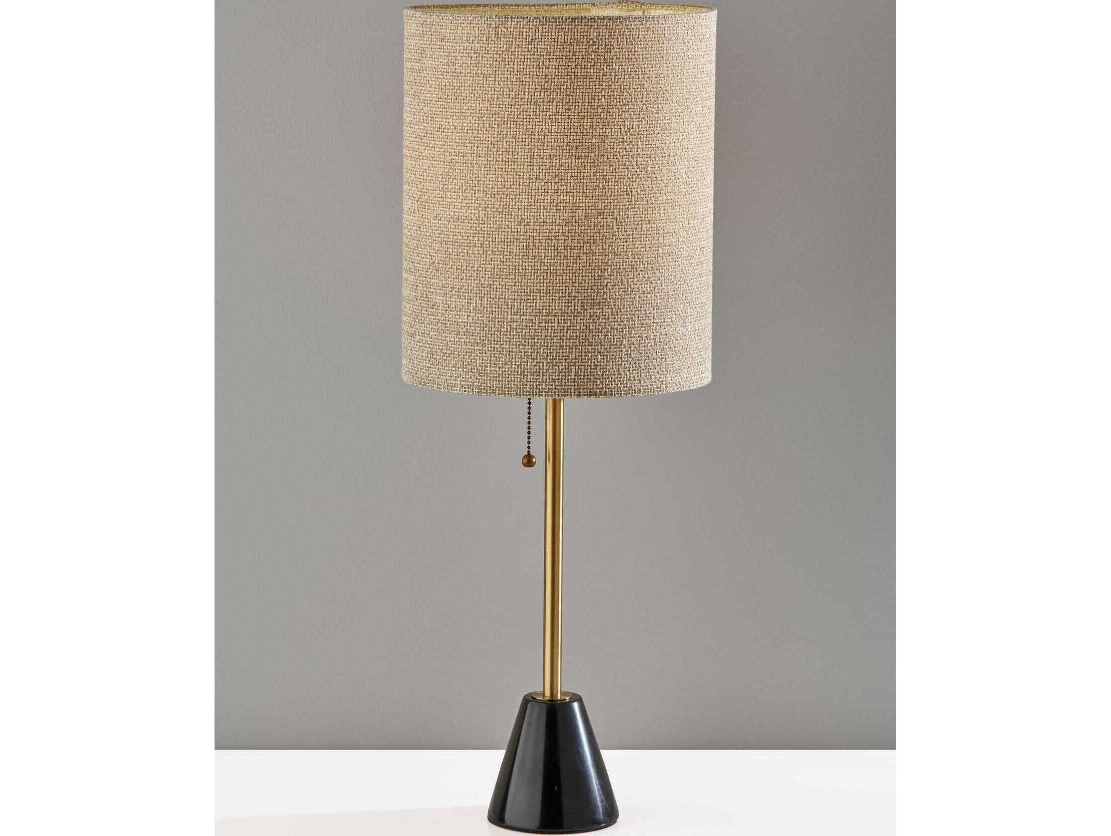 Adesso Tucker Antique Brass Beige Woven Fabric Buffet Lamp