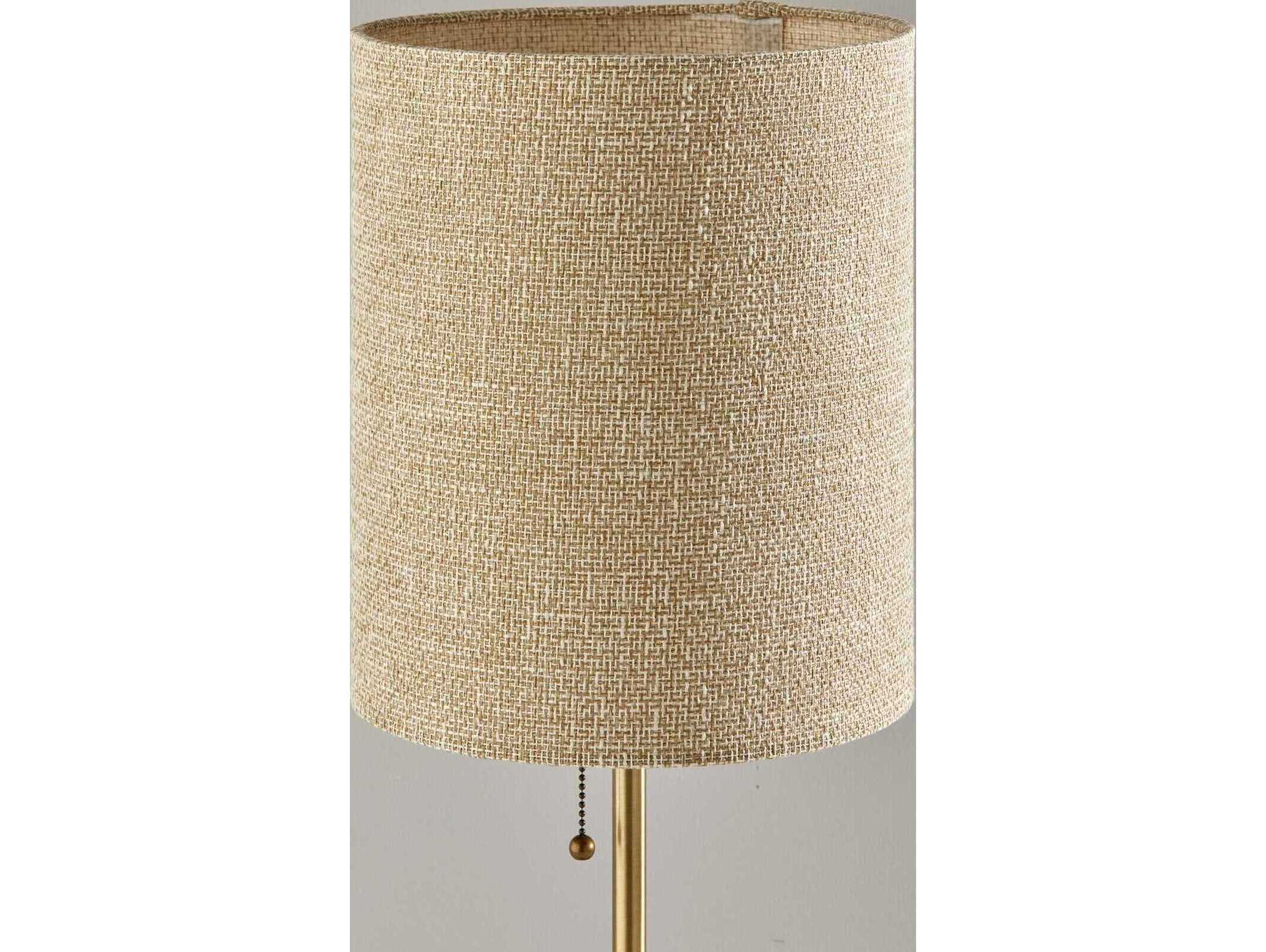 Adesso Tucker Antique Brass Beige Woven Fabric Buffet Lamp