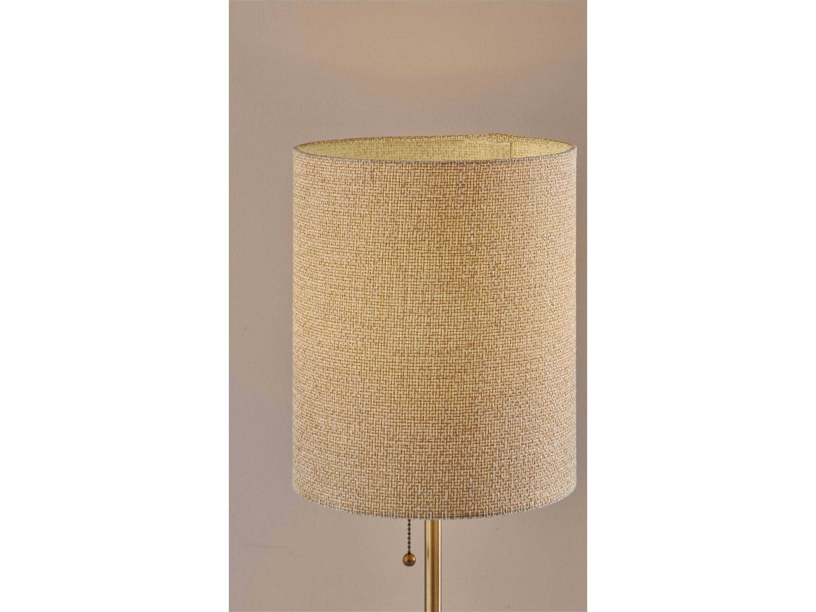 Adesso Tucker Antique Brass Beige Woven Fabric Buffet Lamp