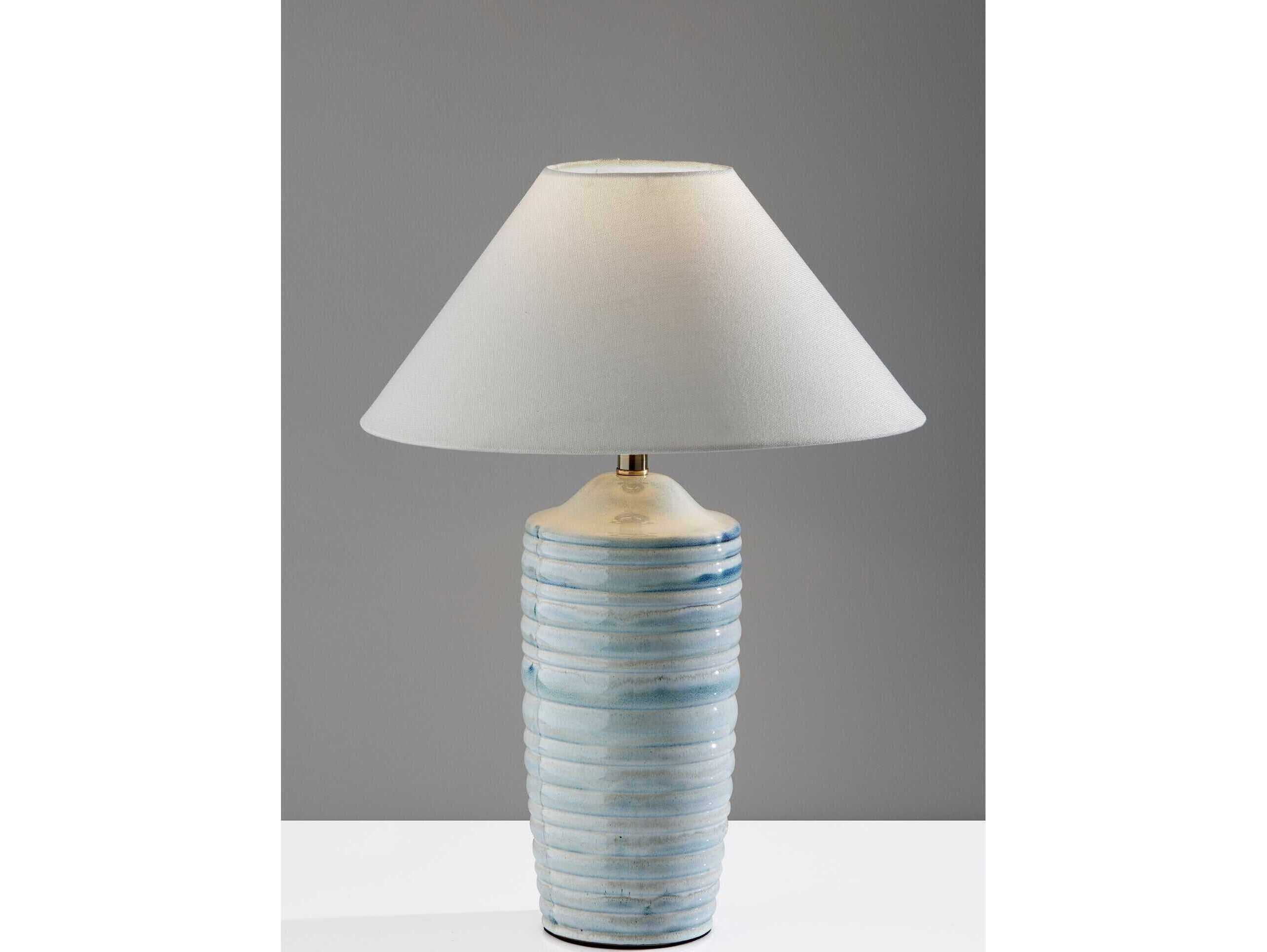 Adesso Catalina Light Blue Ribbed Buffet Lamp