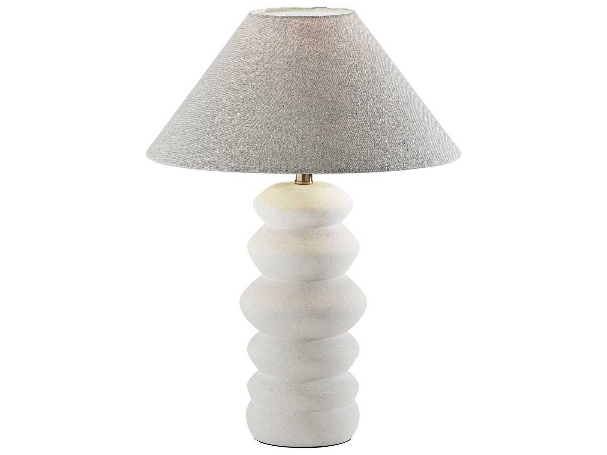 Adesso Marcey Taupe Textured Fabric Off White Buffet Lamp