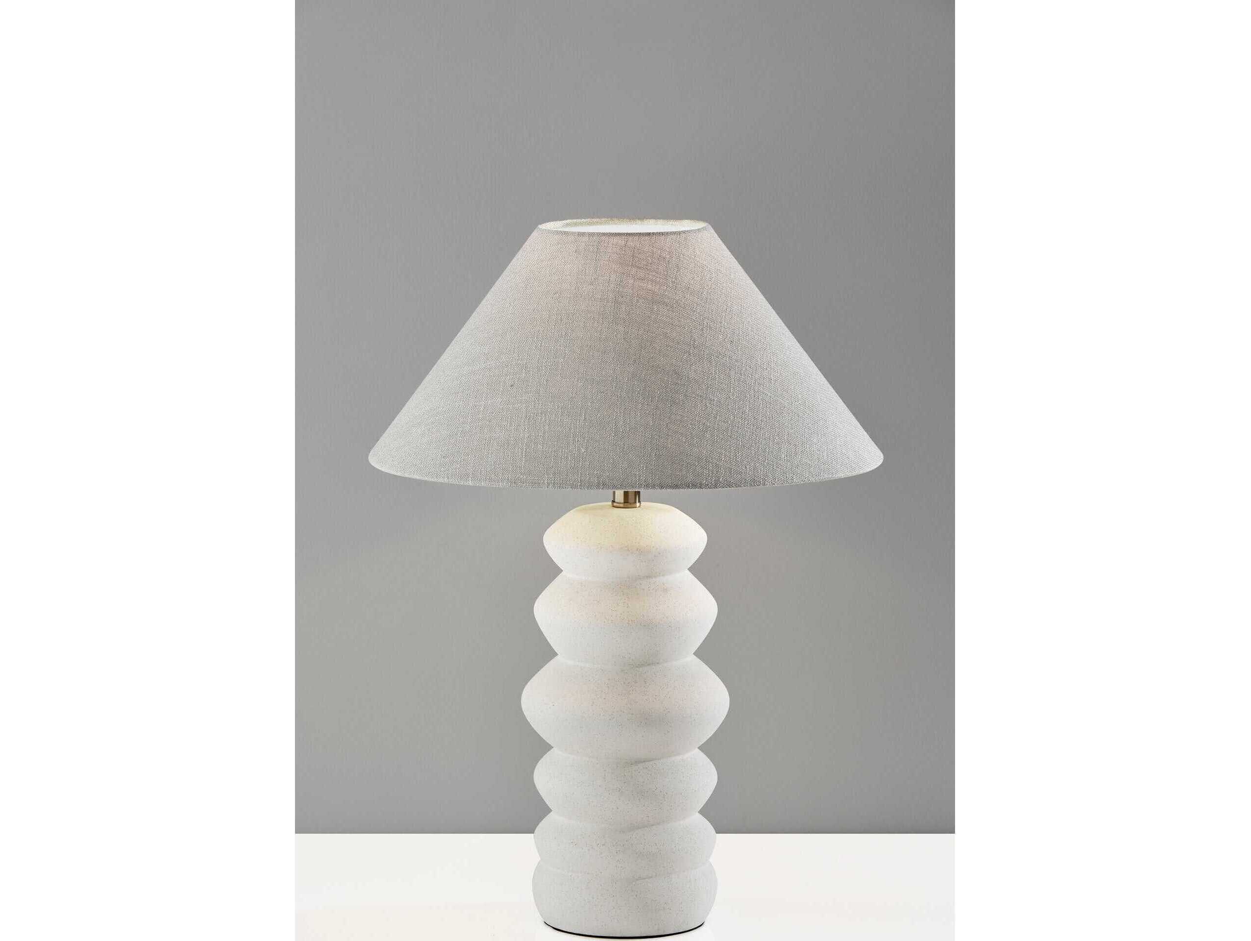 Adesso Marcey Taupe Textured Fabric Off White Buffet Lamp