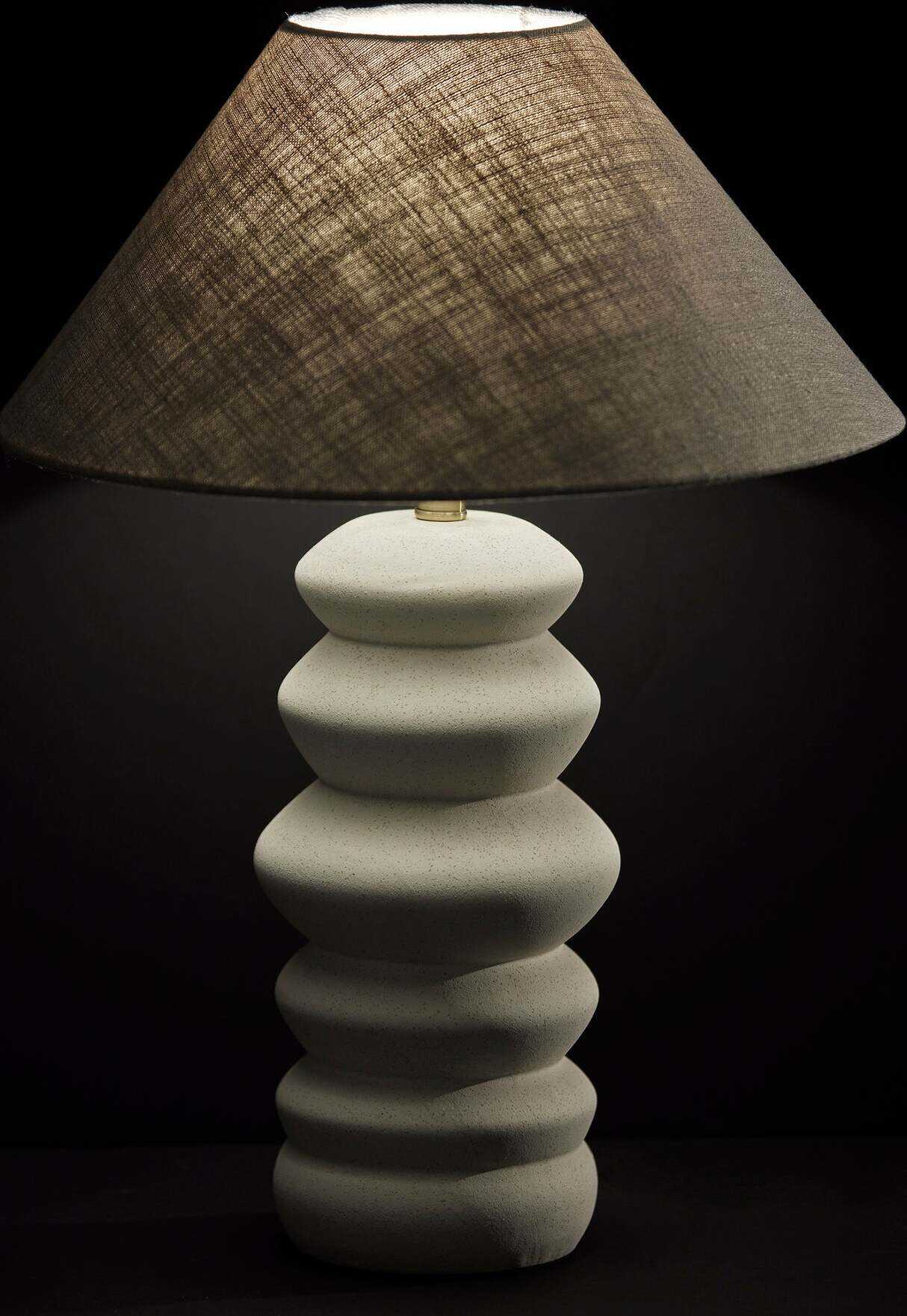 Adesso Marcey Taupe Textured Fabric Off White Buffet Lamp