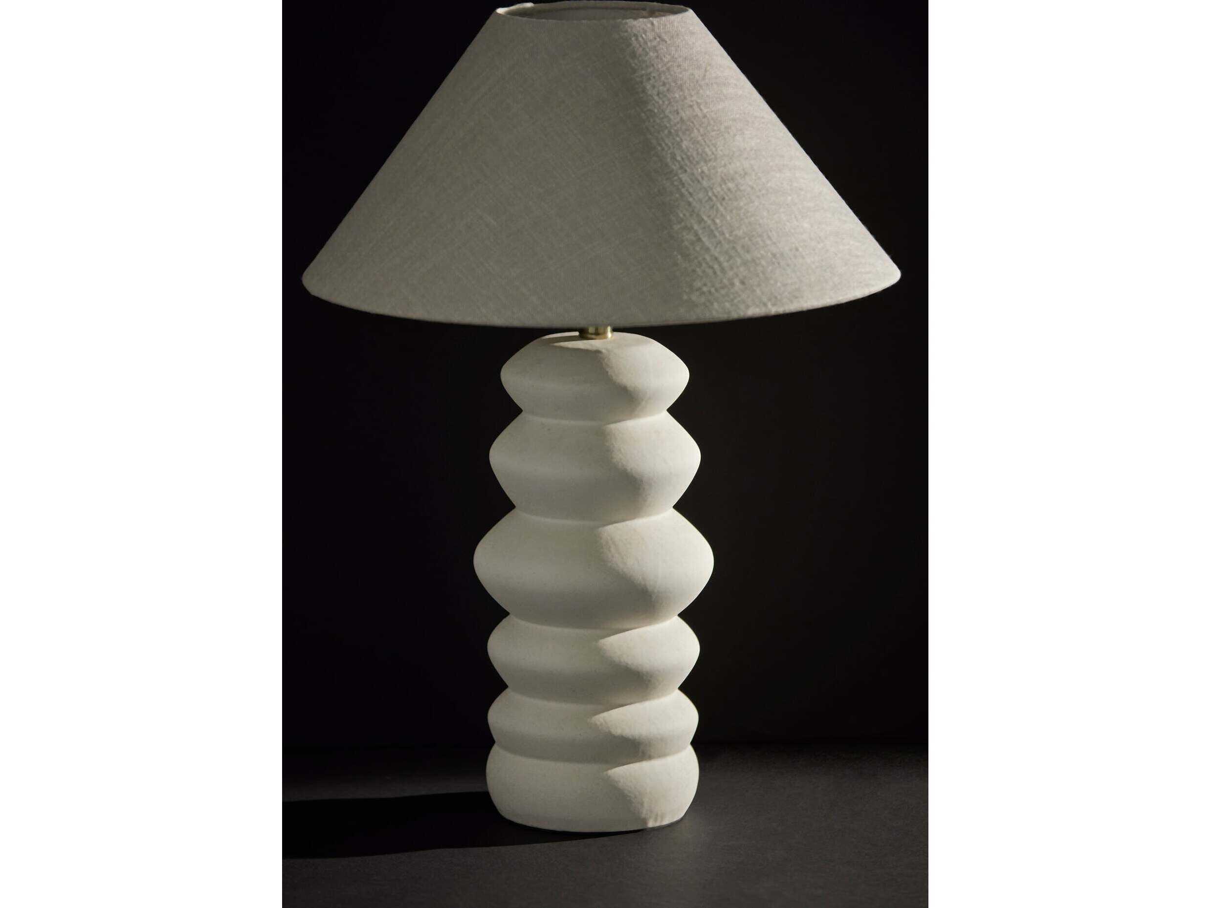 Adesso Marcey Taupe Textured Fabric Off White Buffet Lamp