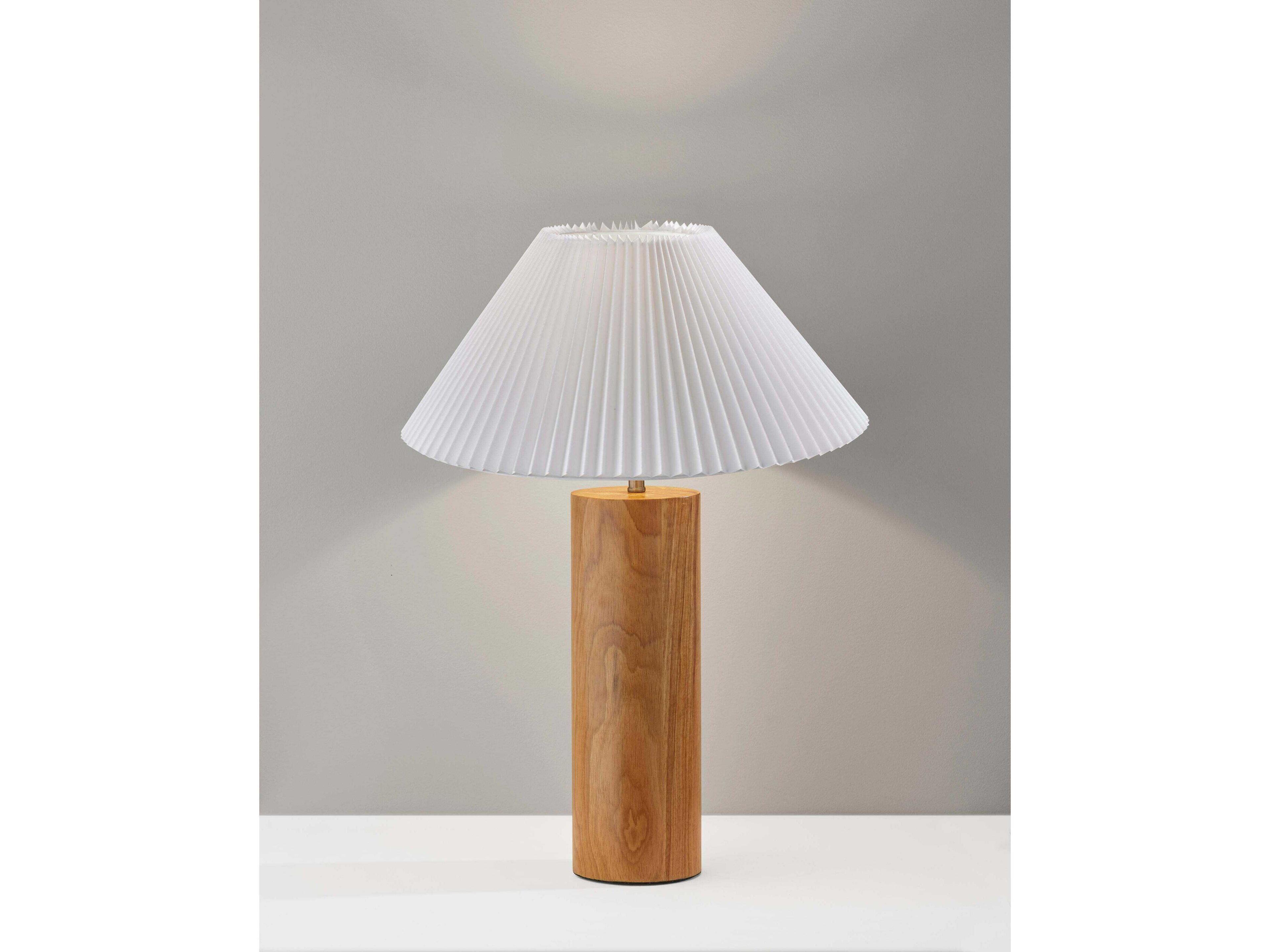 Adesso Marta Natural White Pleated Fabric Brown Buffet Lamp