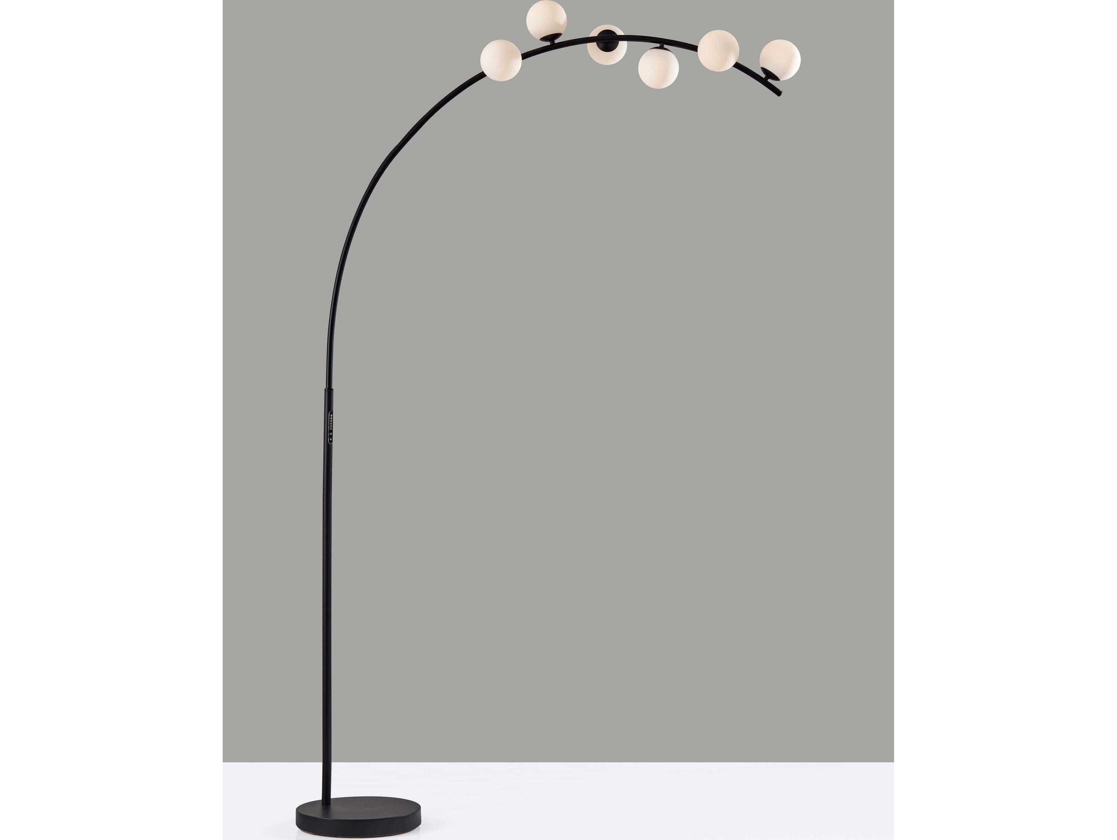 Adesso Ronan Black Matte White Opal Glass Floor Lamp