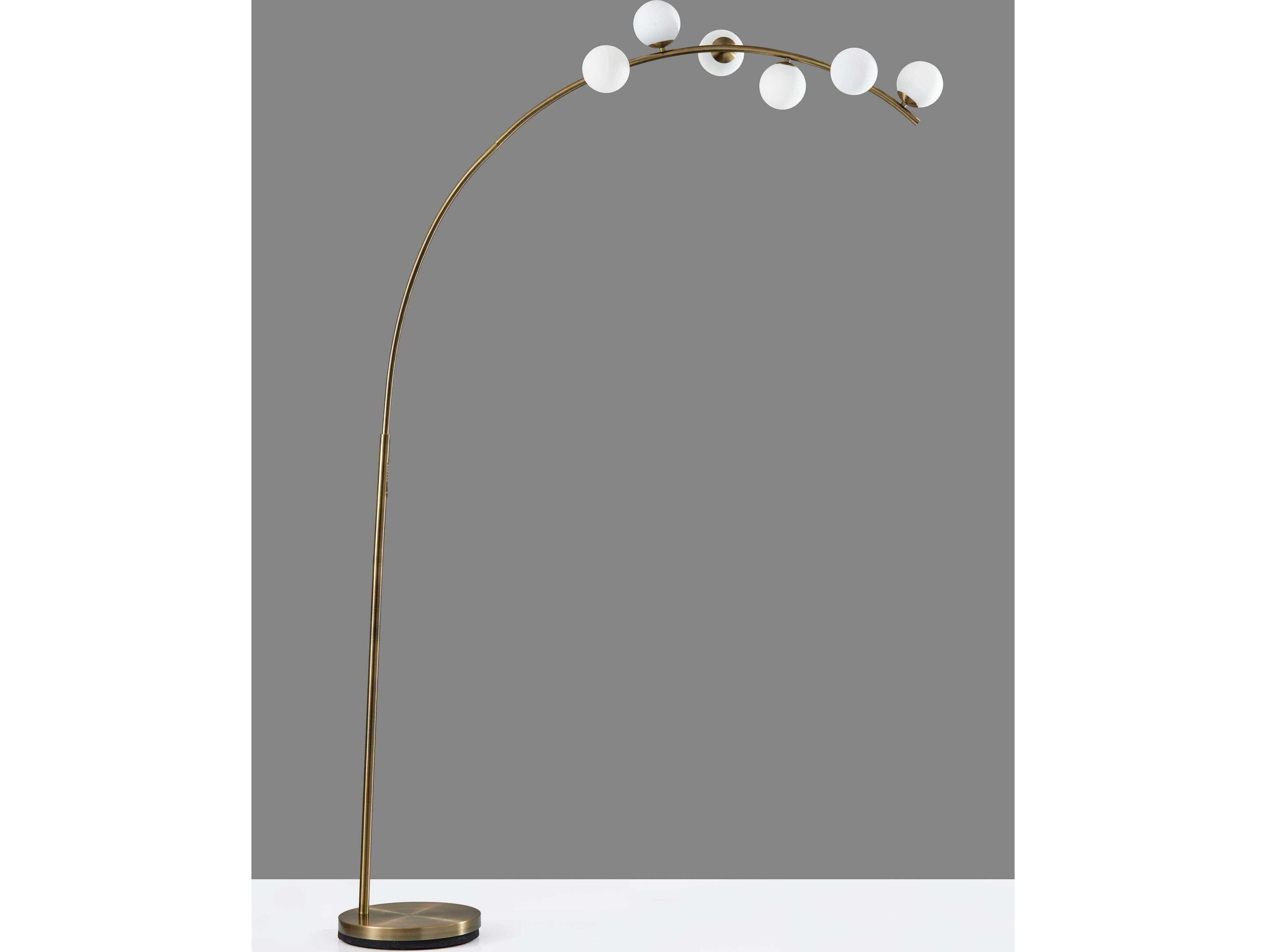 Adesso Ronan Antique Brass Matte White Opal Glass Floor Lamp