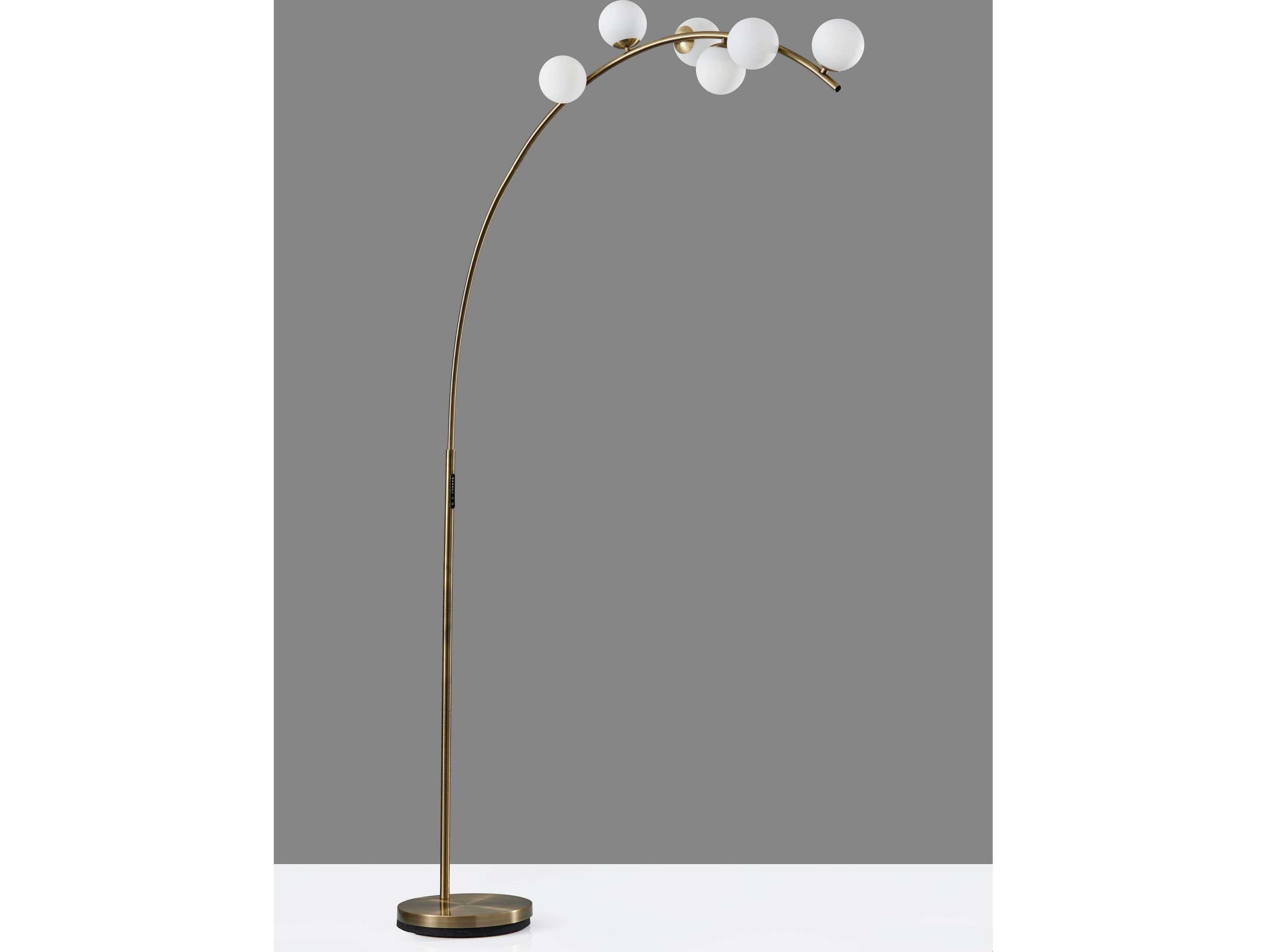 Adesso Ronan Antique Brass Matte White Opal Glass Floor Lamp