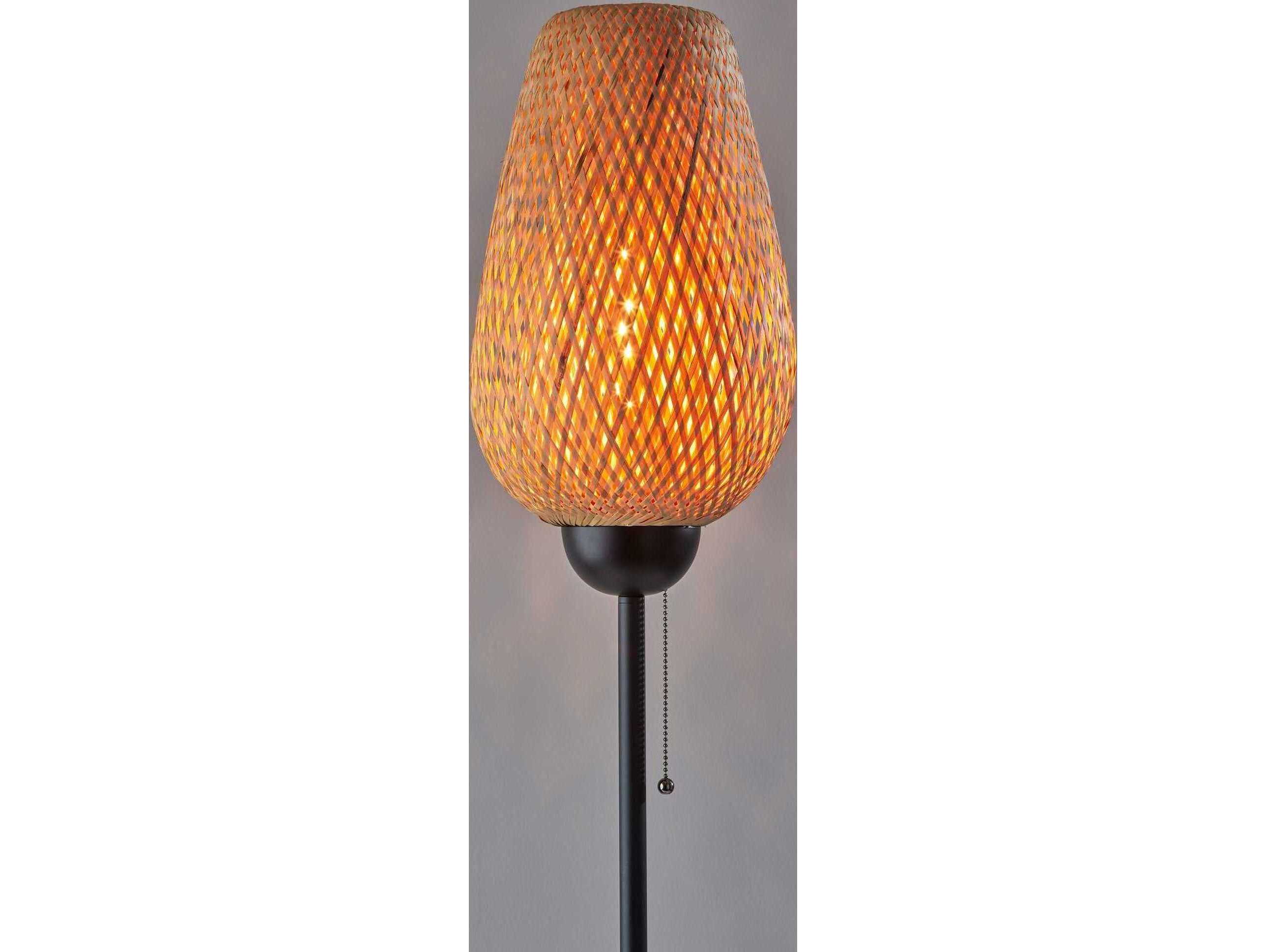 Adesso Hugo Black Bamboo Weave Floor Lamp