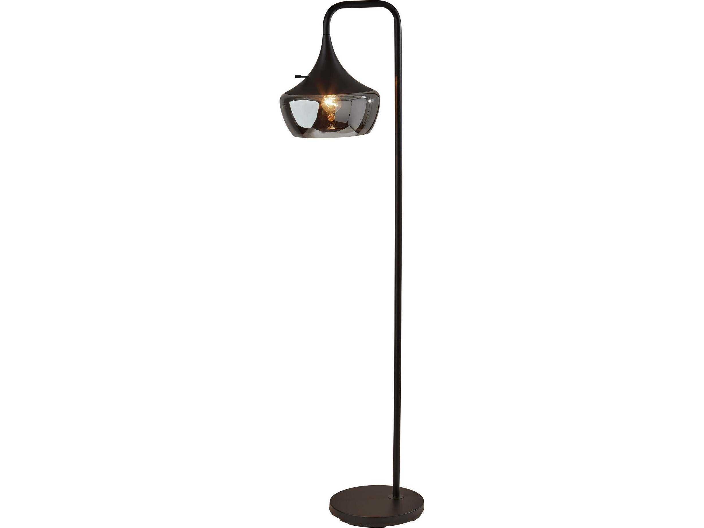 Adesso Eliza Black Smoked Glass Floor Lamp