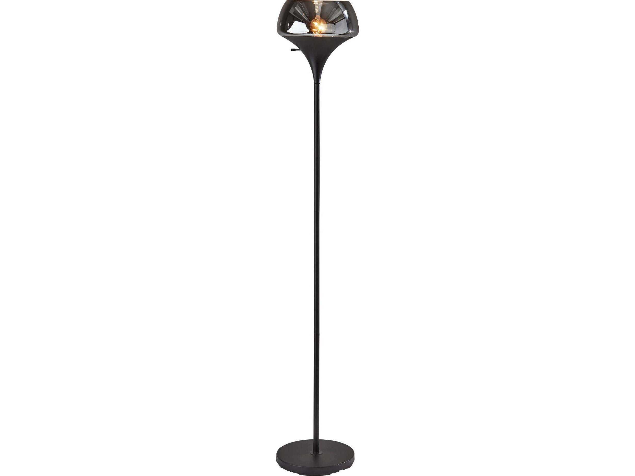 Adesso Eliza Black Smoked Glass Floor Lamp