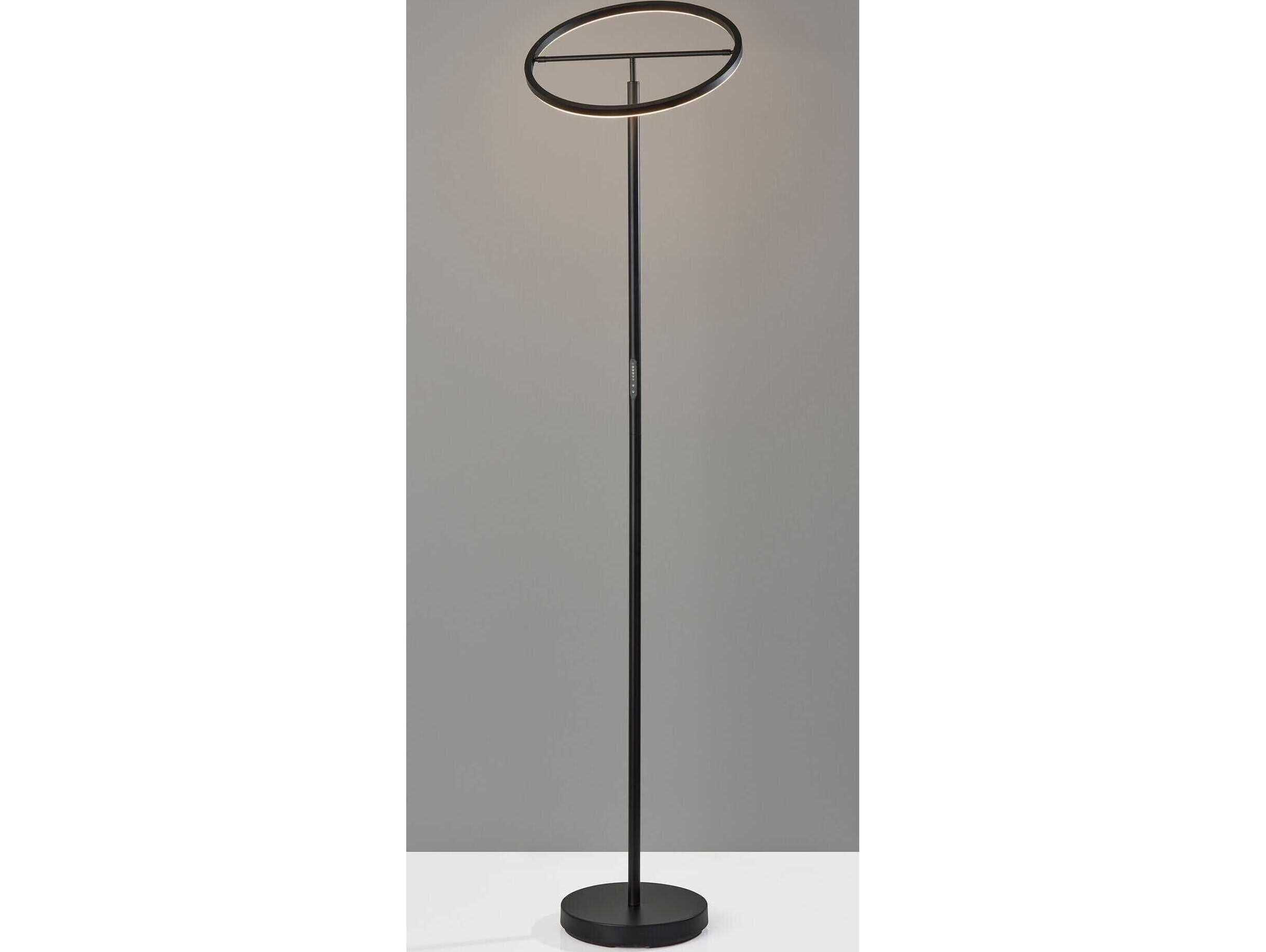 Adesso Falcon Black Metal With Frosted Rubber Diffuser Floor Lamp