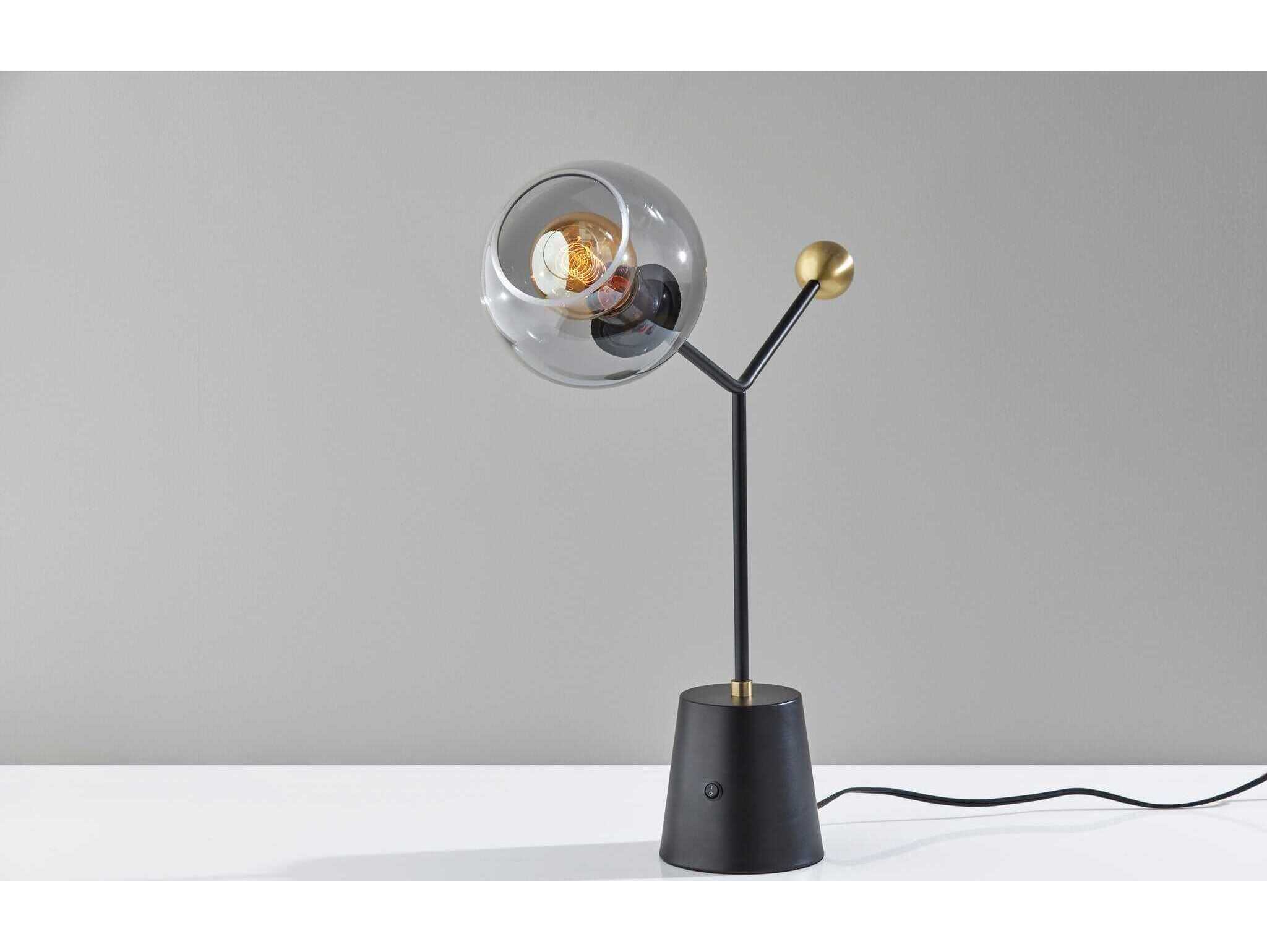Adesso Dusk Black Fading Smoked Glass Table Lamp