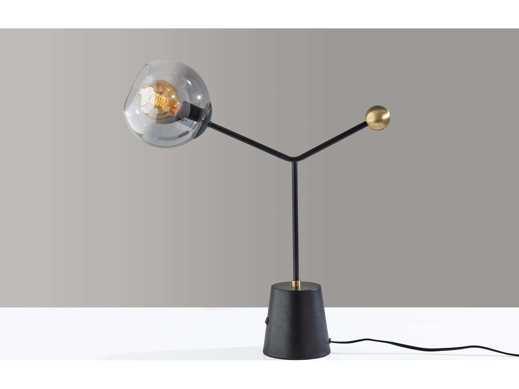Adesso Dusk Black Fading Smoked Glass Table Lamp