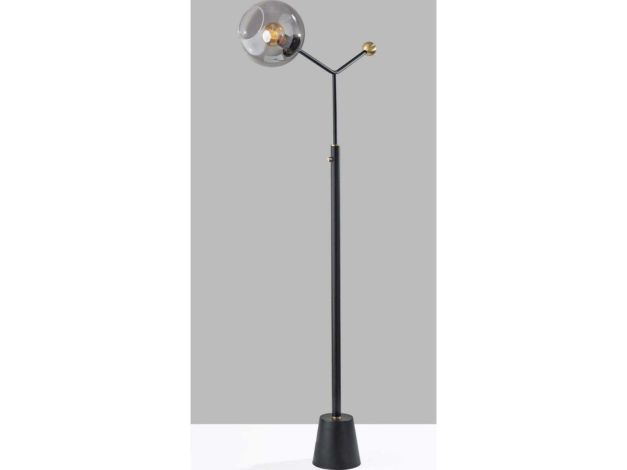 Adesso Dusk Black Fading Smoked Glass Floor Lamp