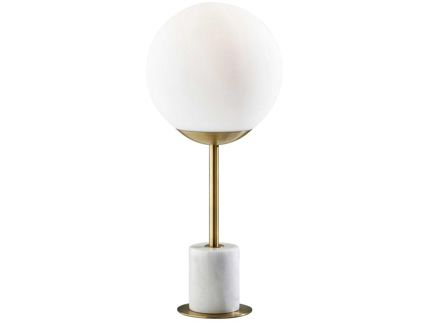 Adesso Terra Antique Brass White Matte Glass Table Lamp