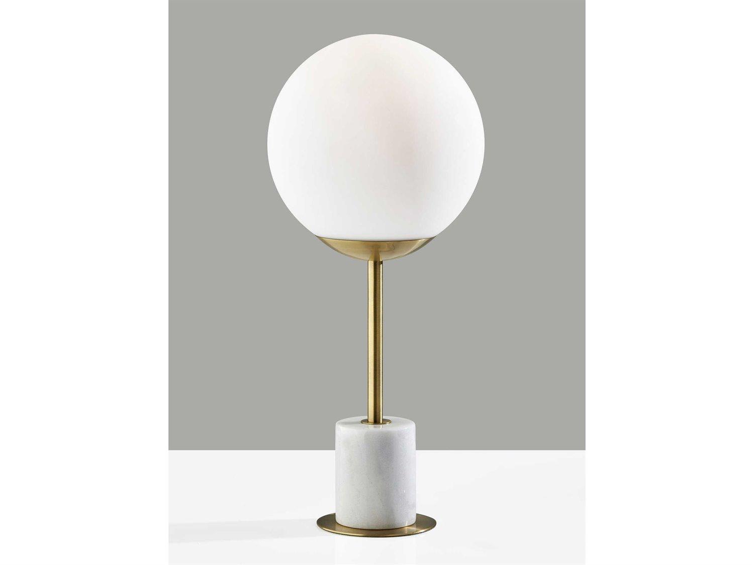 Adesso Terra Antique Brass White Matte Glass Table Lamp