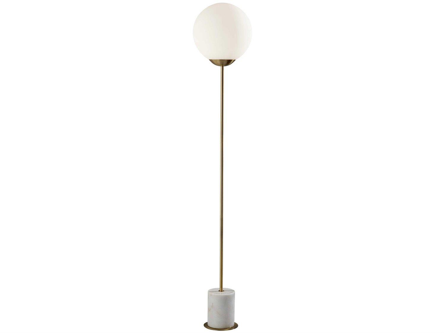 Adesso Terra Antique Brass White Matte Glass Floor Lamp