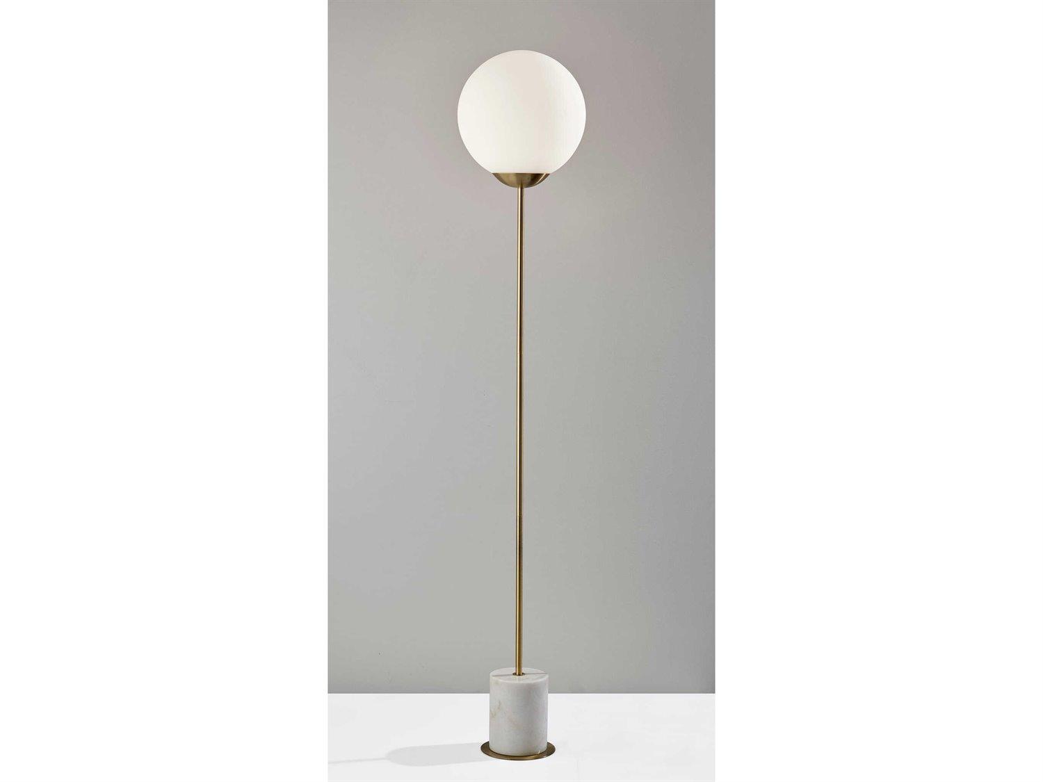 Adesso Terra Antique Brass White Matte Glass Floor Lamp