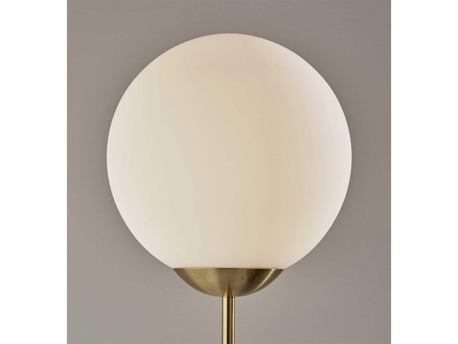 Adesso Terra Antique Brass White Matte Glass Floor Lamp