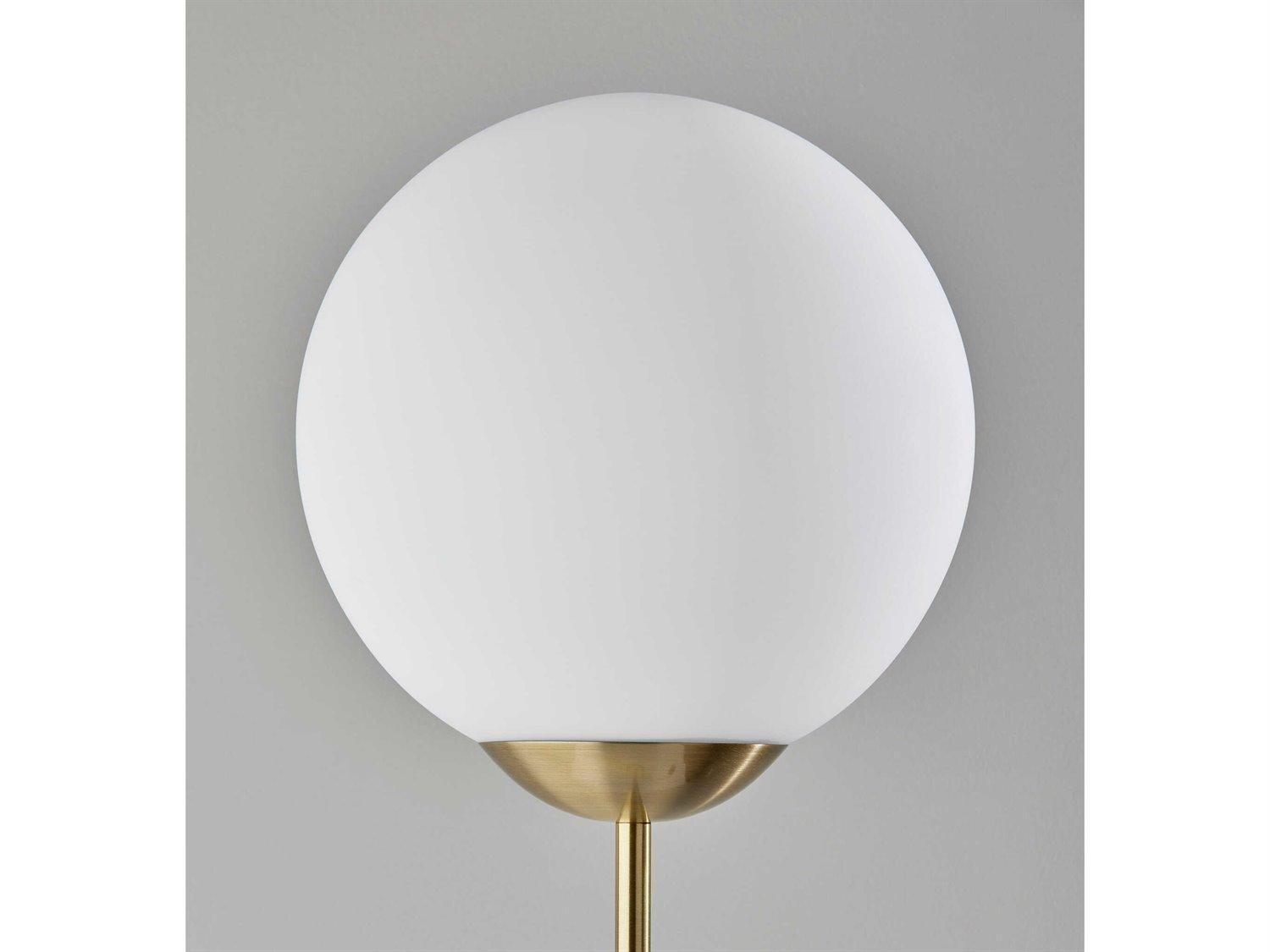 Adesso Terra Antique Brass White Matte Glass Floor Lamp