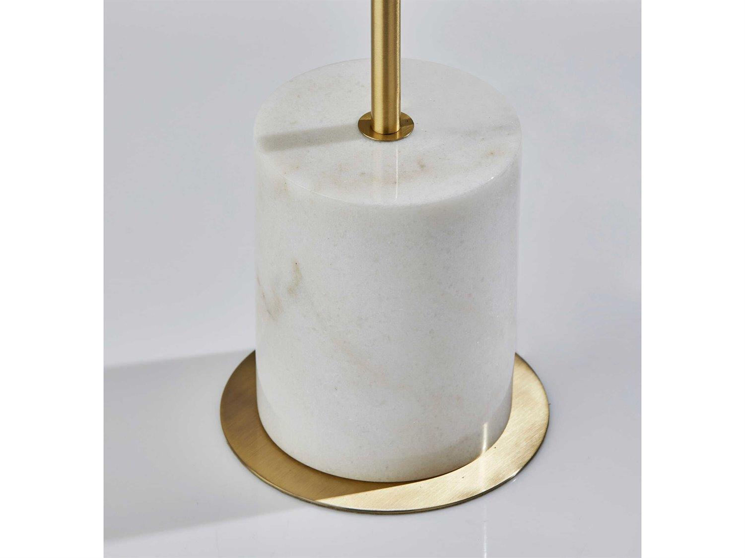 Adesso Terra Antique Brass White Matte Glass Floor Lamp