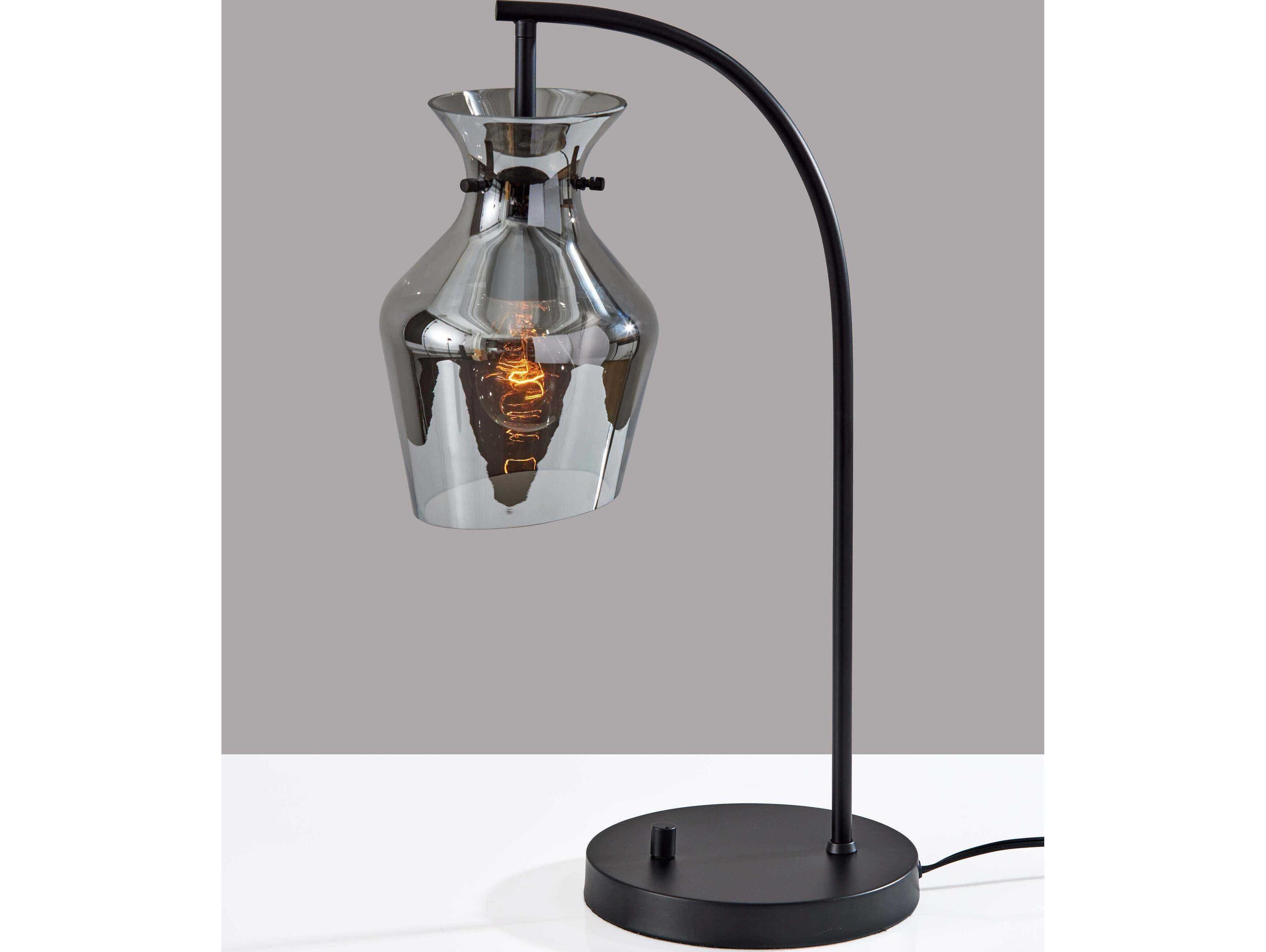 Adesso Tate Black Mirrored Smoked Glass Table Lamp