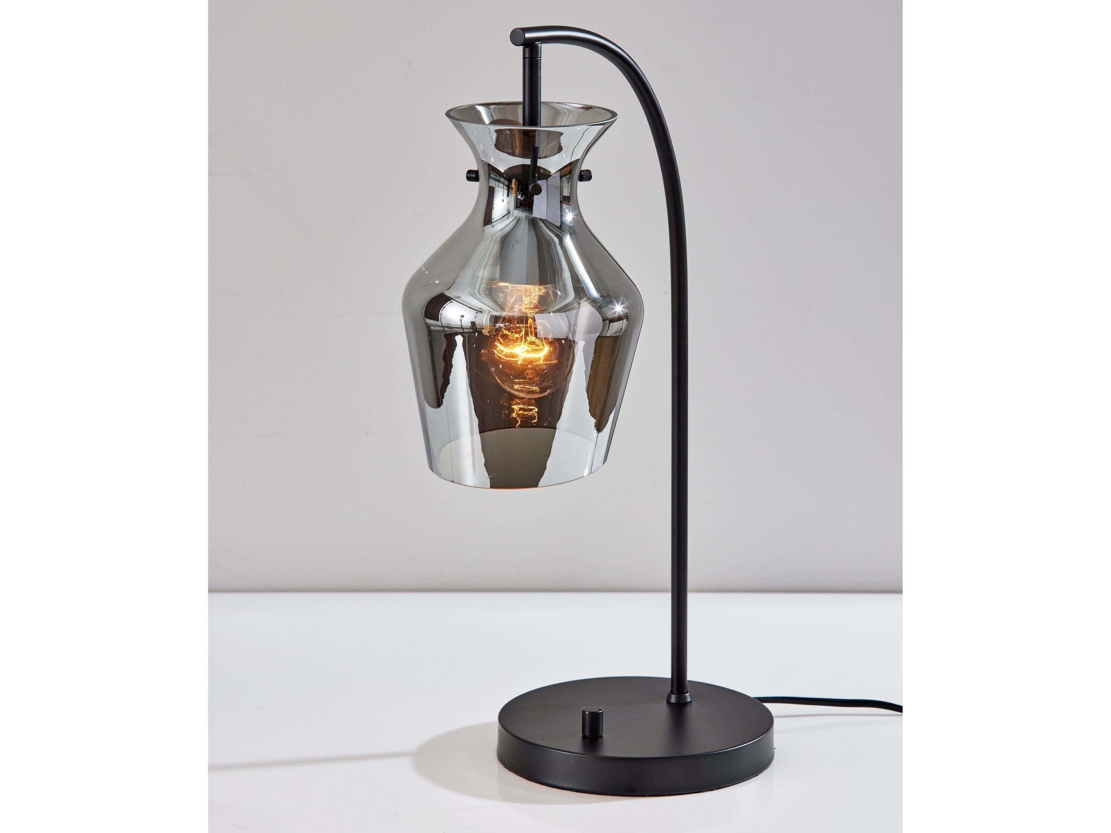 Adesso Tate Black Mirrored Smoked Glass Table Lamp