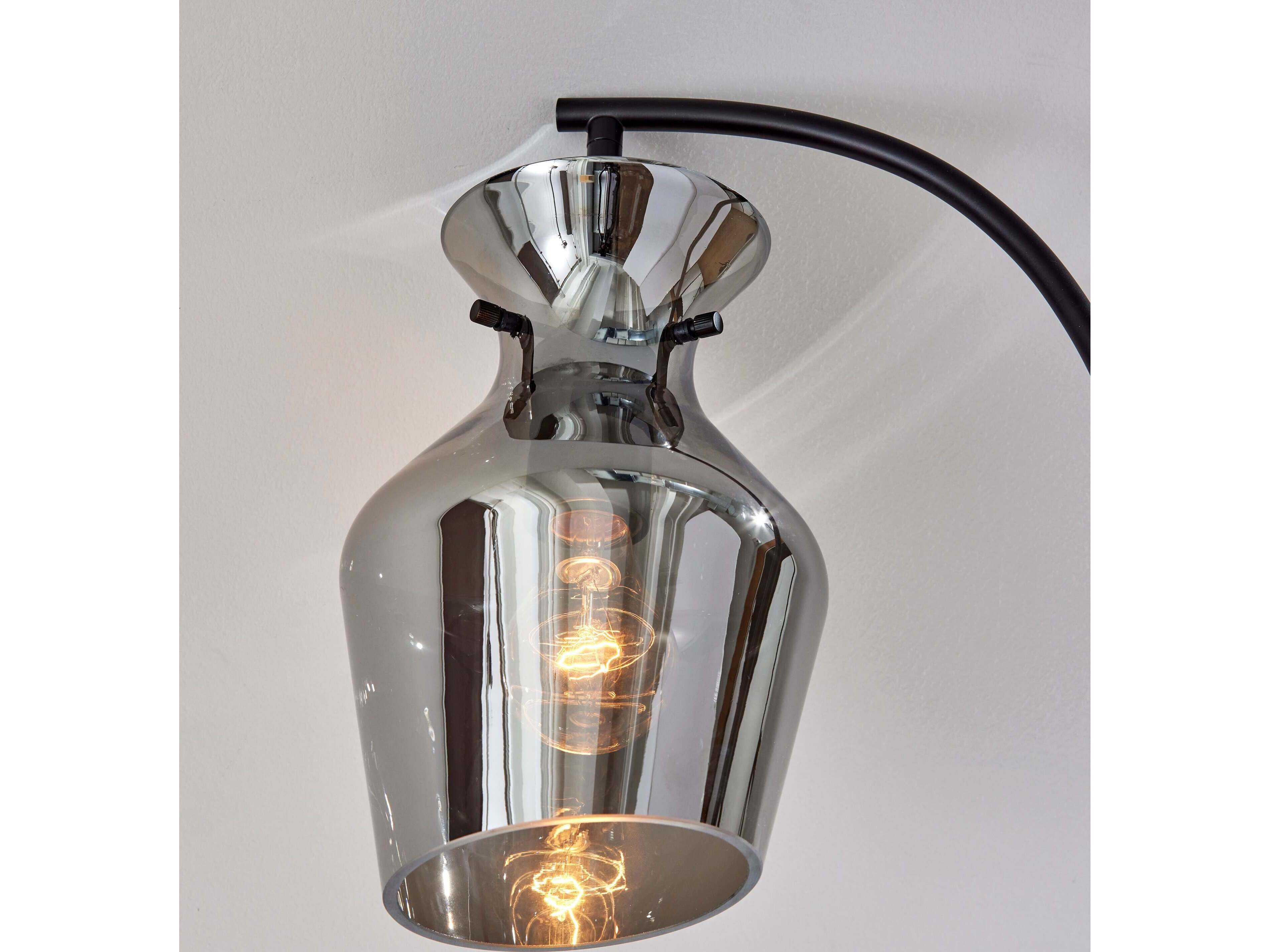 Adesso Tate Black Mirrored Smoked Glass Table Lamp