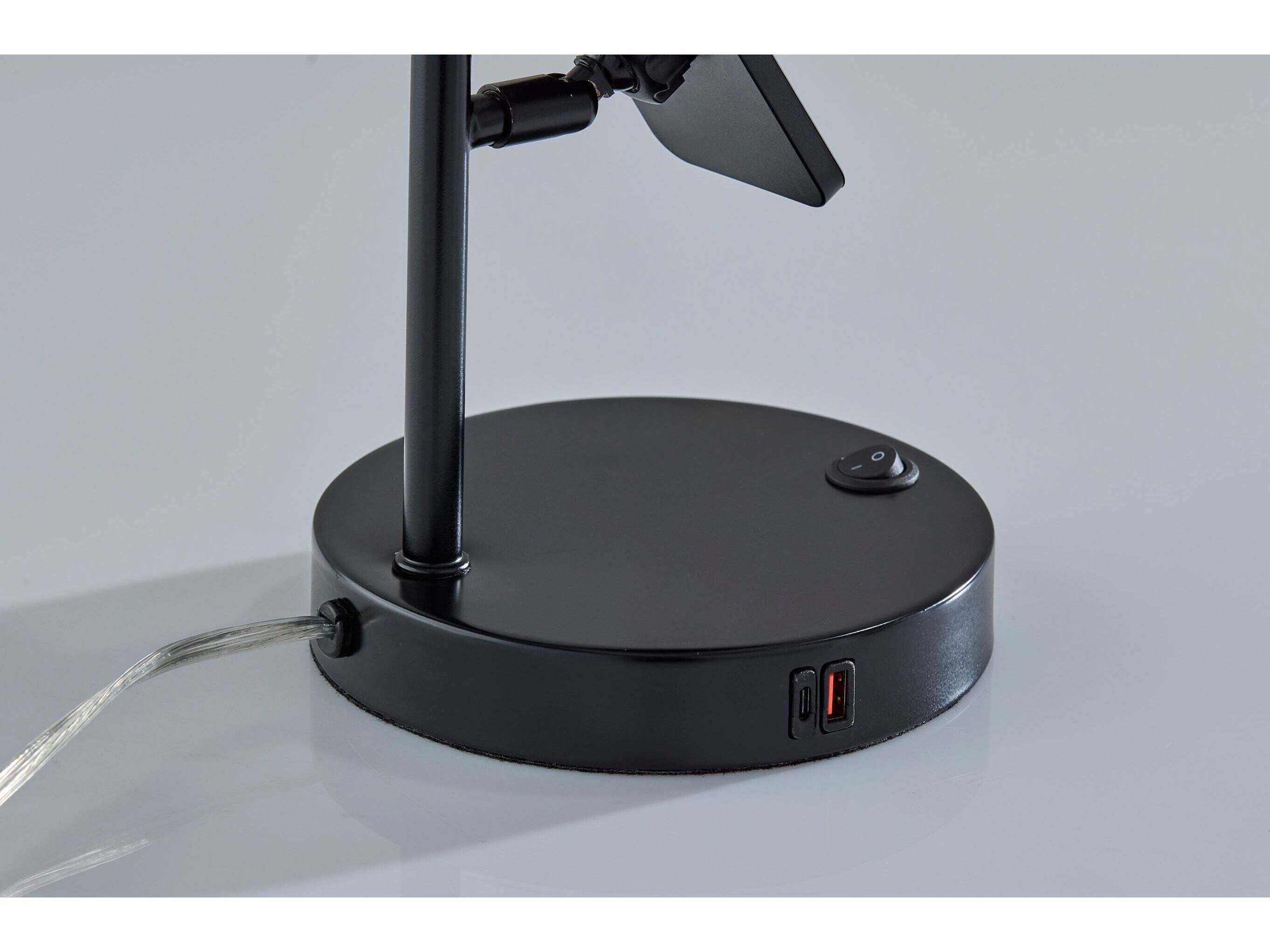 Adesso Wyatt Black Beige Fabric Table Lamp