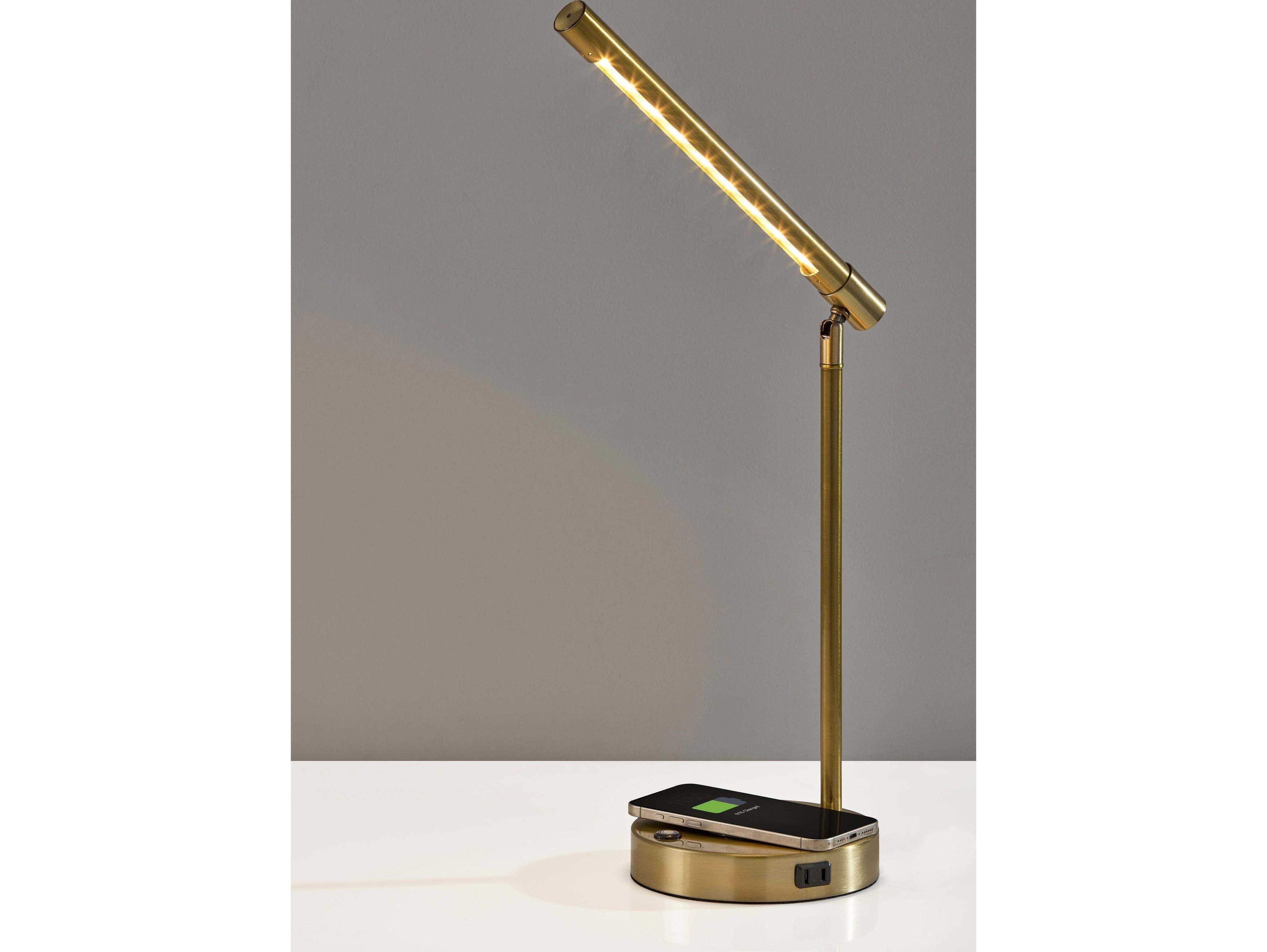 Adesso Dax Antique Brass Metal With Frosted Diffuser Desk Lamp