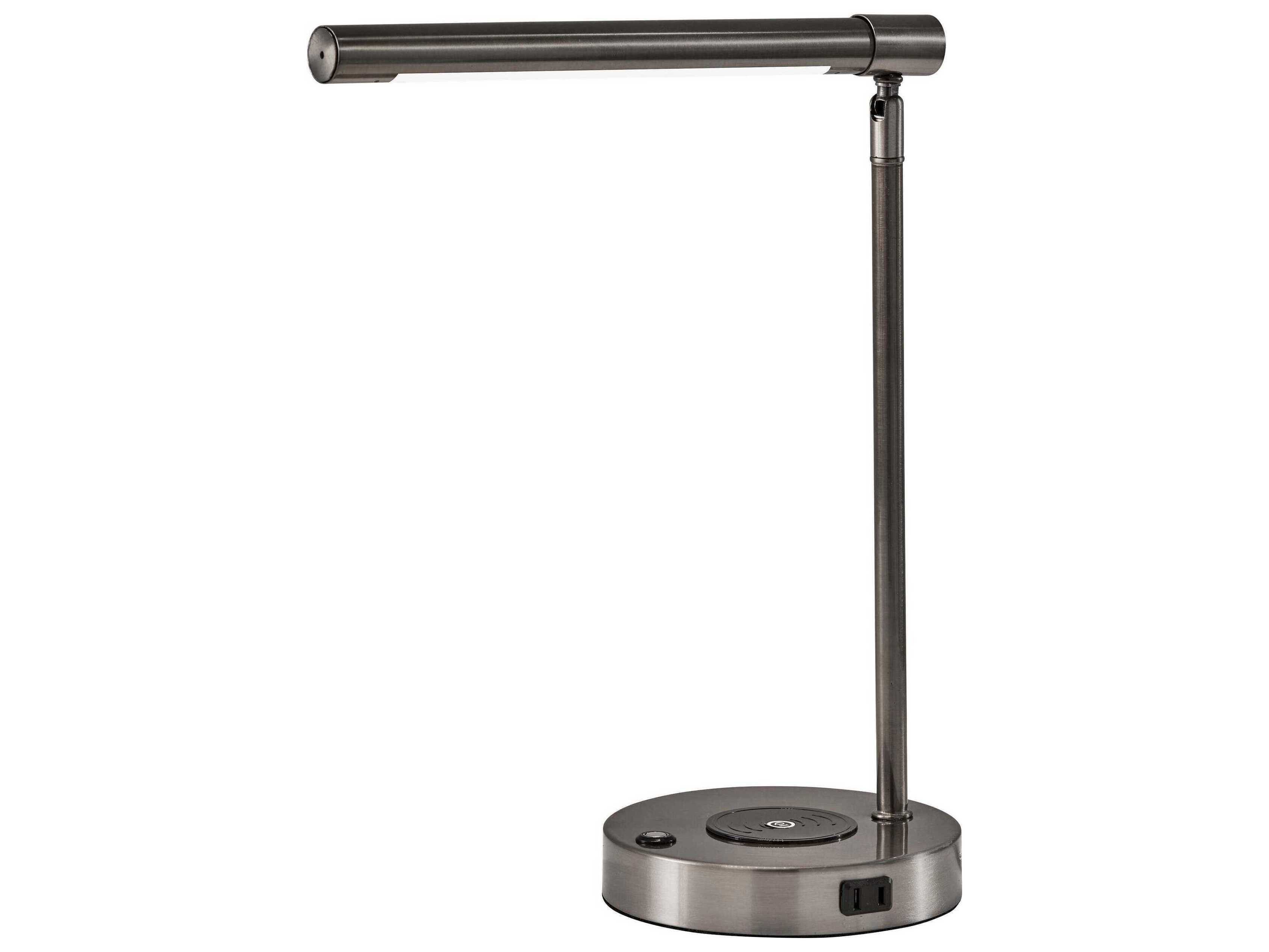 Adesso Dax Brushed Steel Metal With Frosted Diffuser Desk Lamp