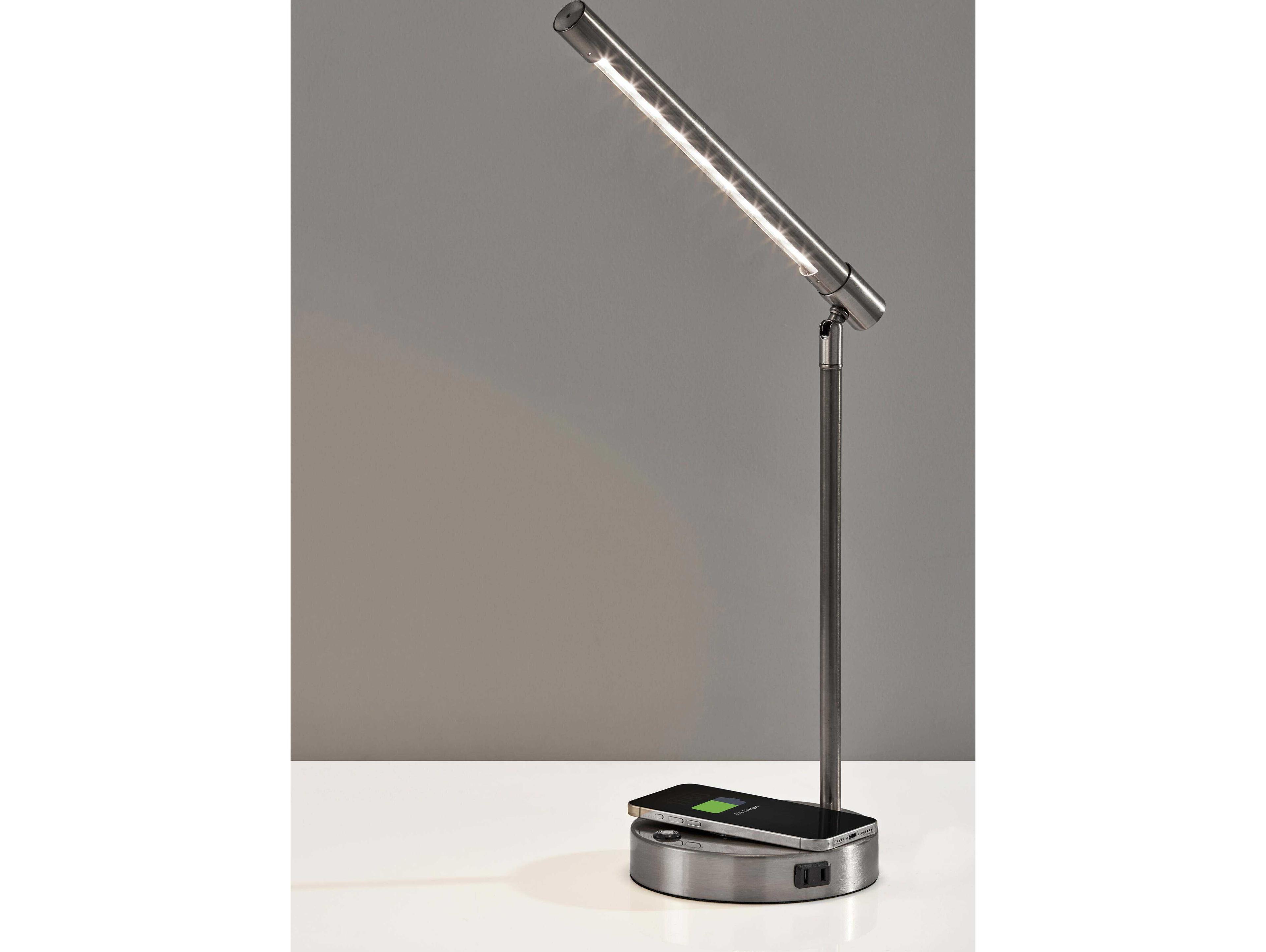Adesso Dax Brushed Steel Metal With Frosted Diffuser Desk Lamp