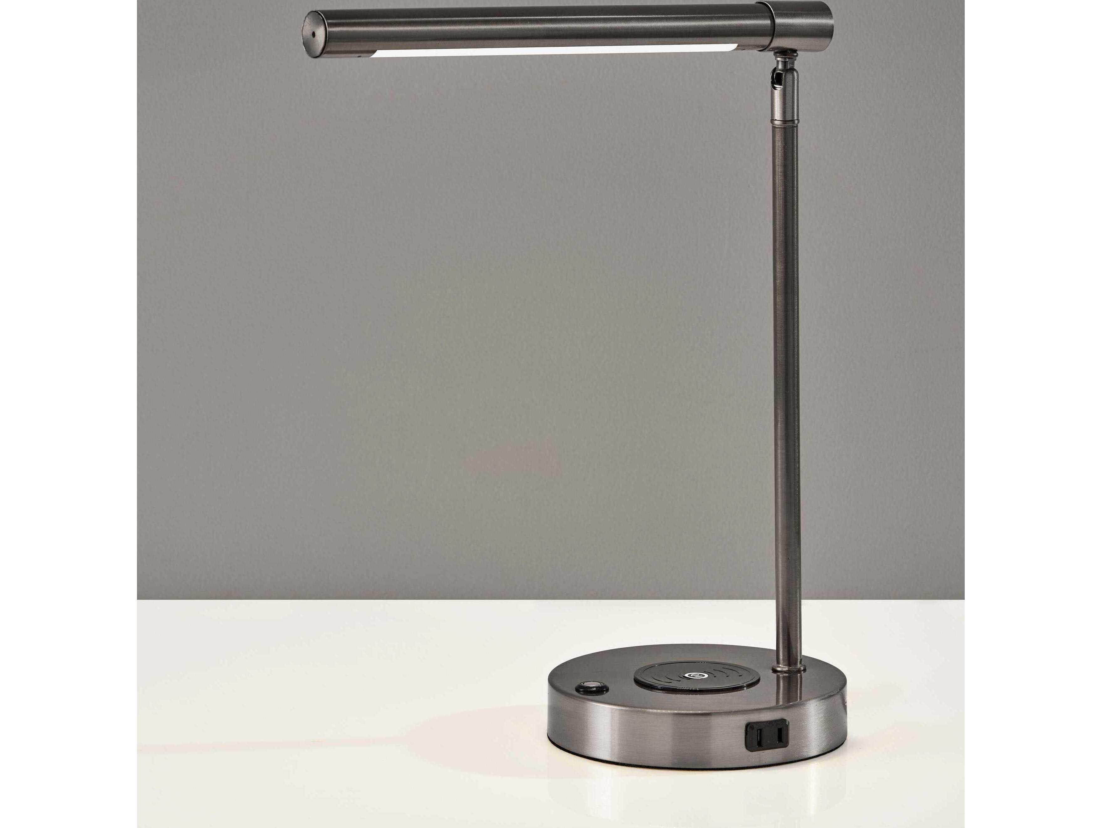 Adesso Dax Brushed Steel Metal With Frosted Diffuser Desk Lamp