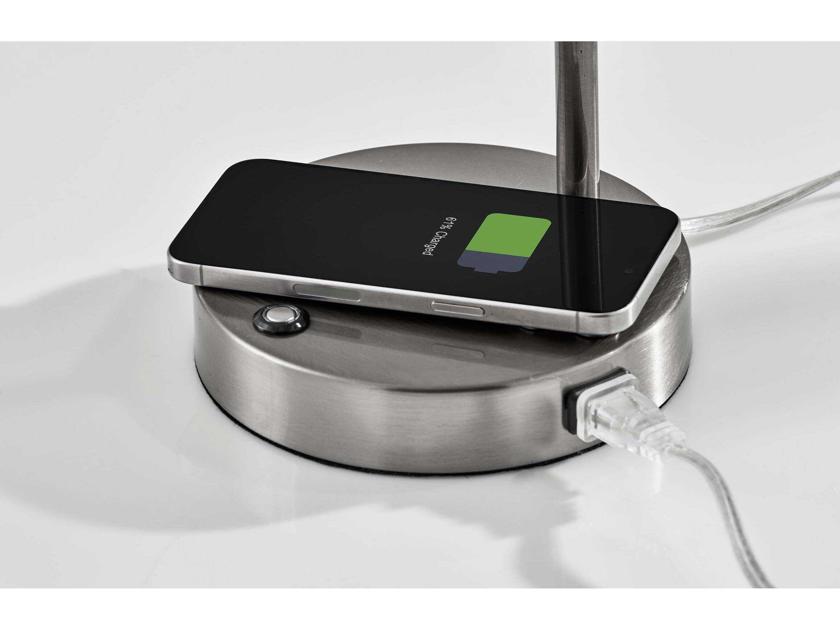 Adesso Dax Brushed Steel Metal With Frosted Diffuser Desk Lamp