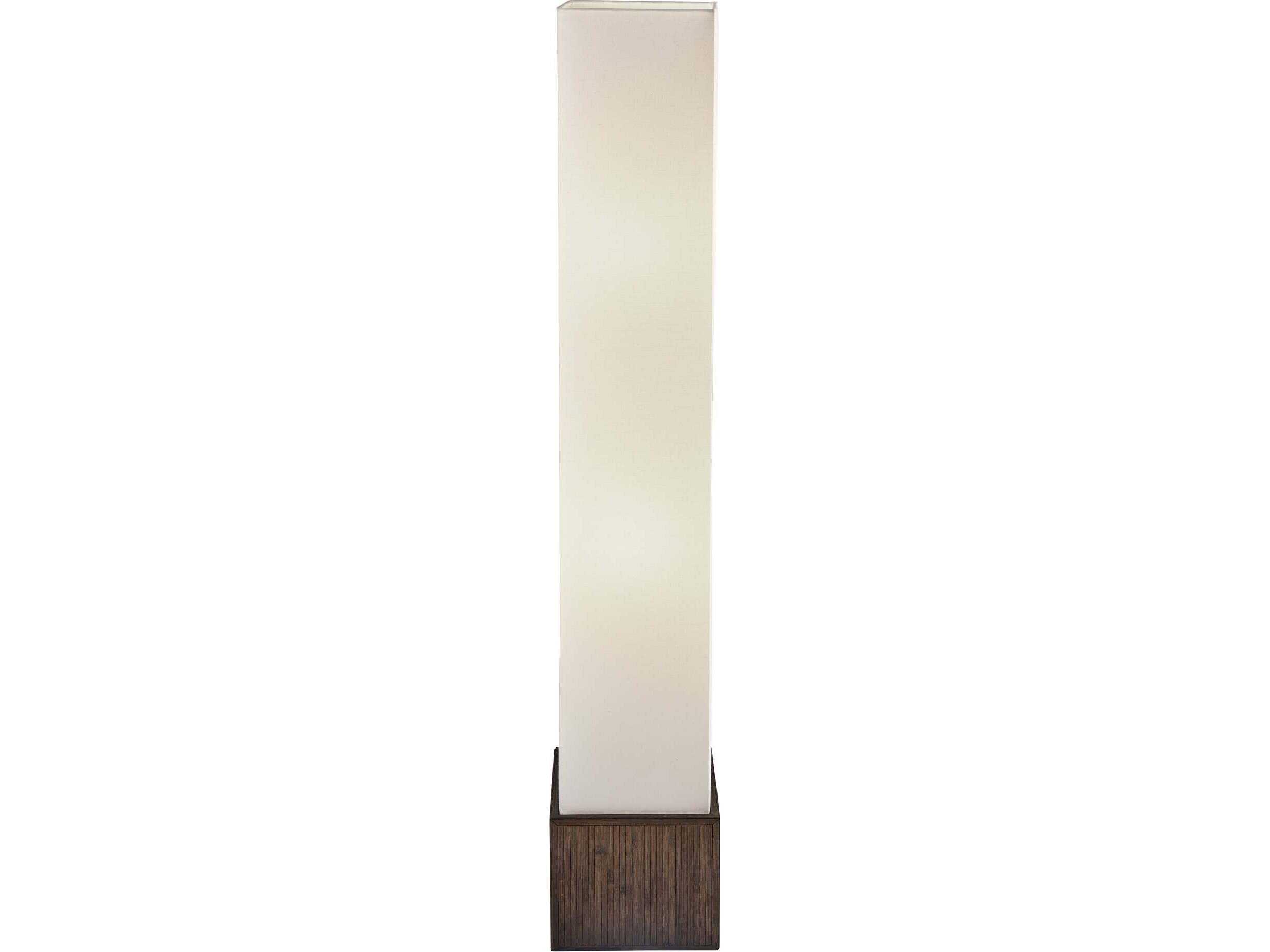 Adesso Sebu Teak Brown Bamboo White Linen Floor Lamp