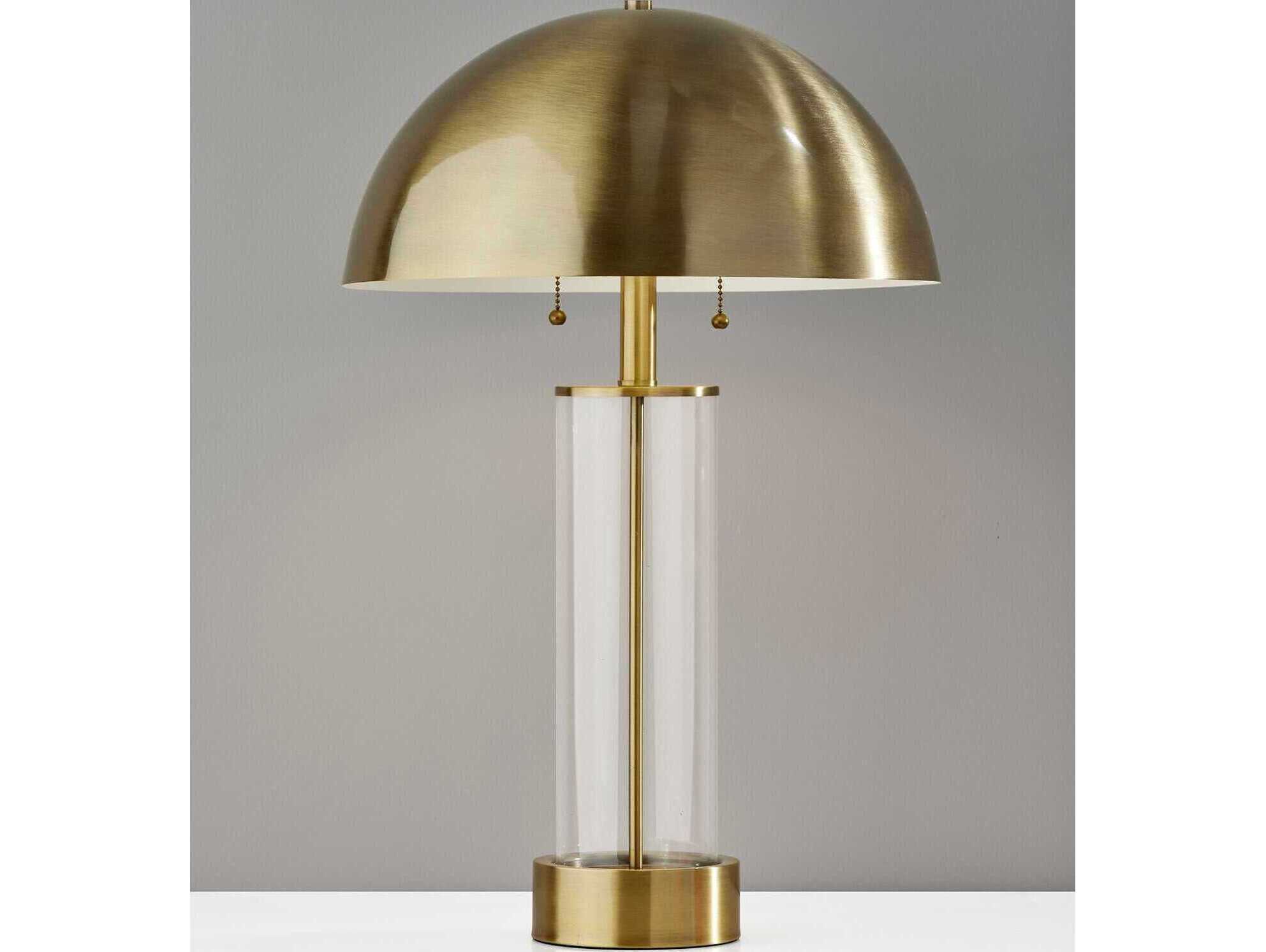 Adesso Troy Antique Brass Clear Glass Metal Buffet Lamp