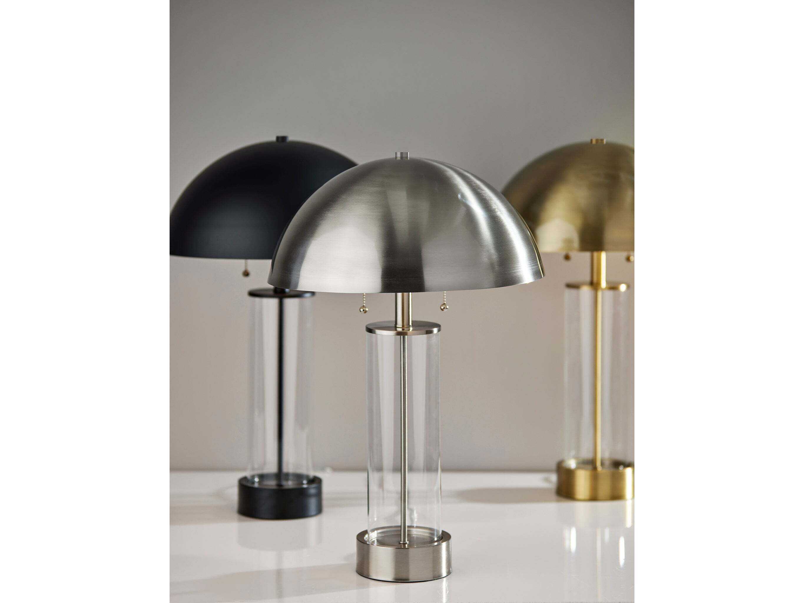 Adesso Troy Antique Brass Clear Glass Metal Buffet Lamp