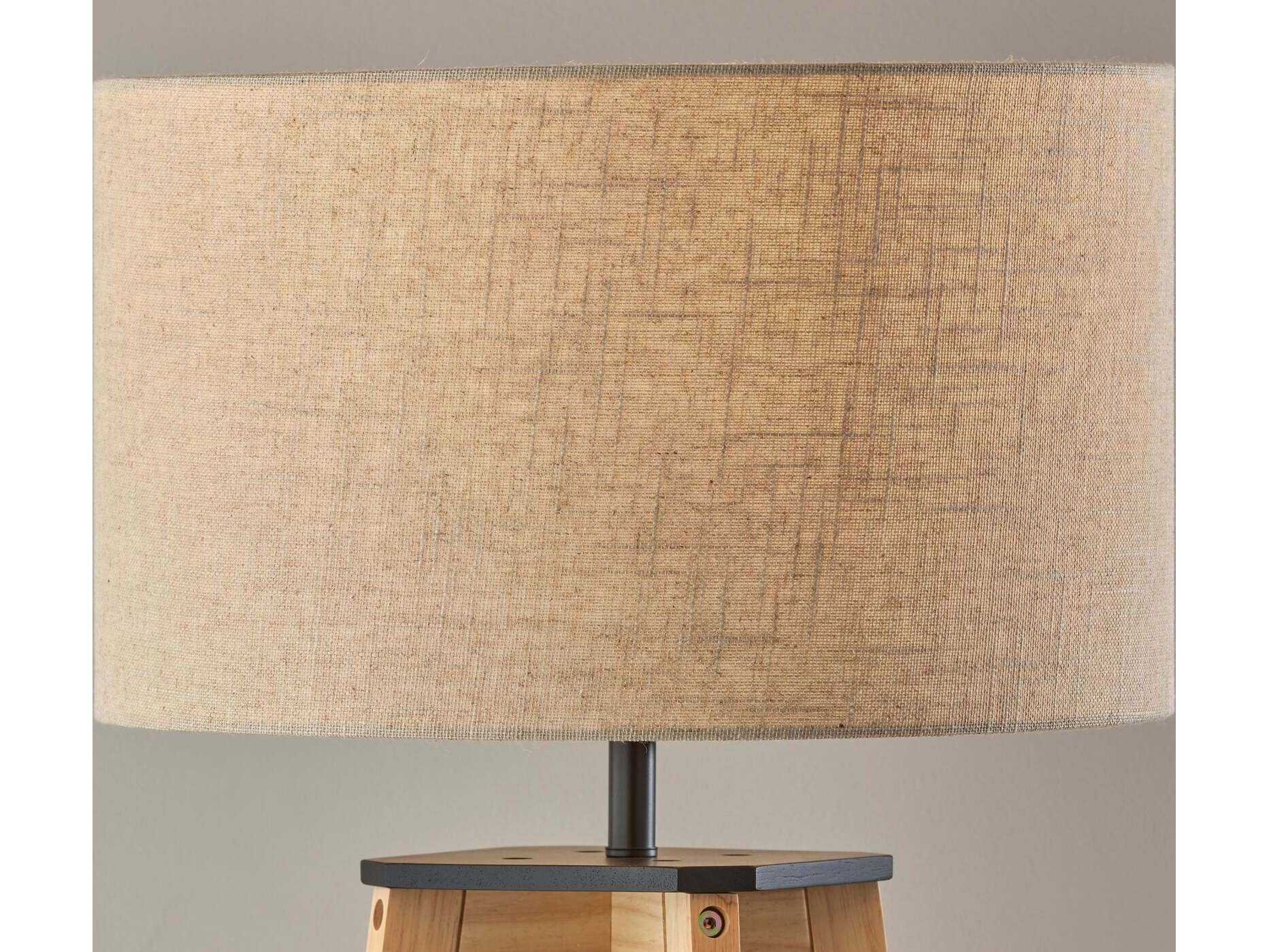 Adesso Kirby Natural Light Beige Textured Fabric Brown Floor Lamp