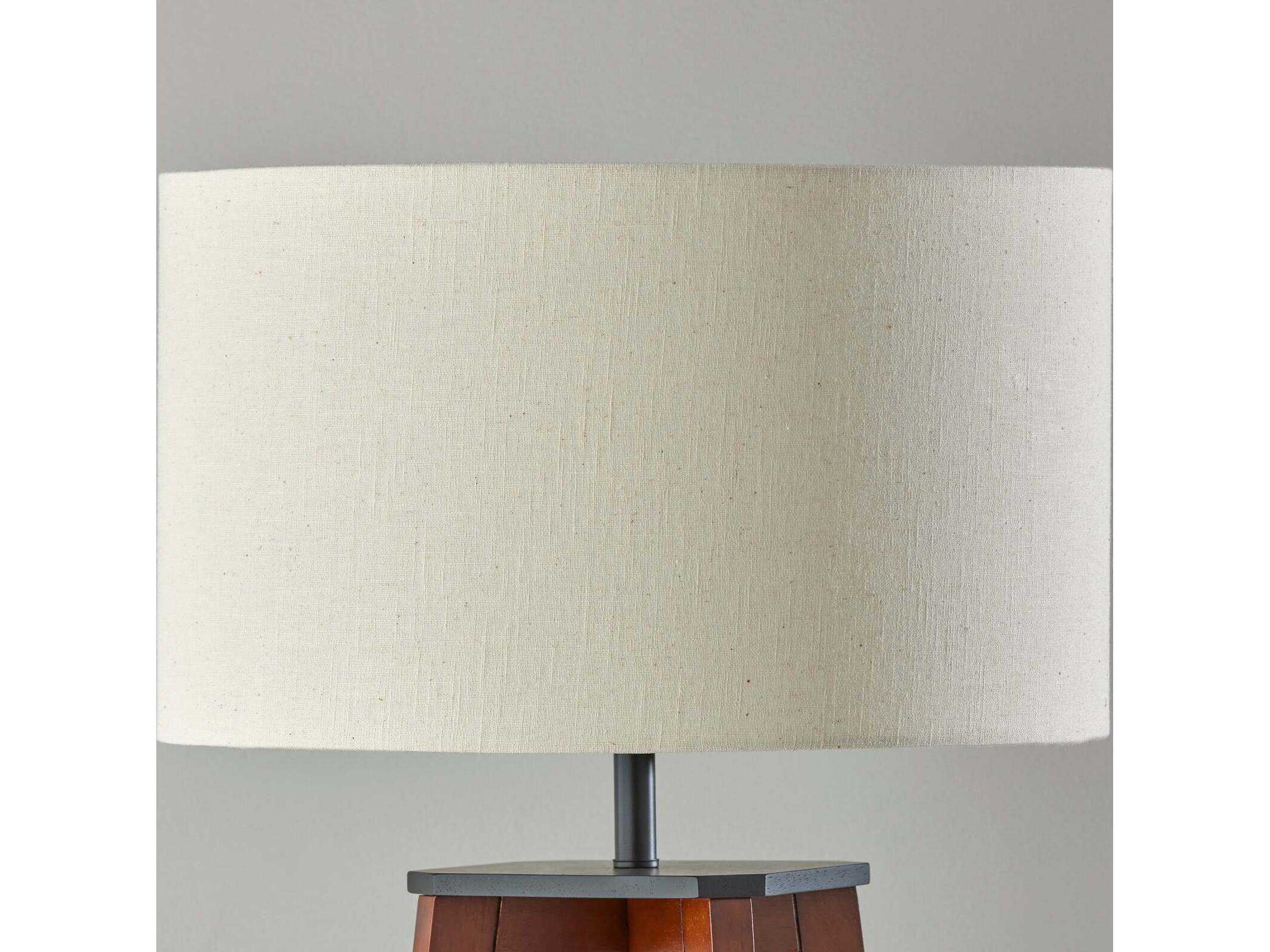 Adesso Kirby Walnut Cream Textured Fabric Brown Floor Lamp