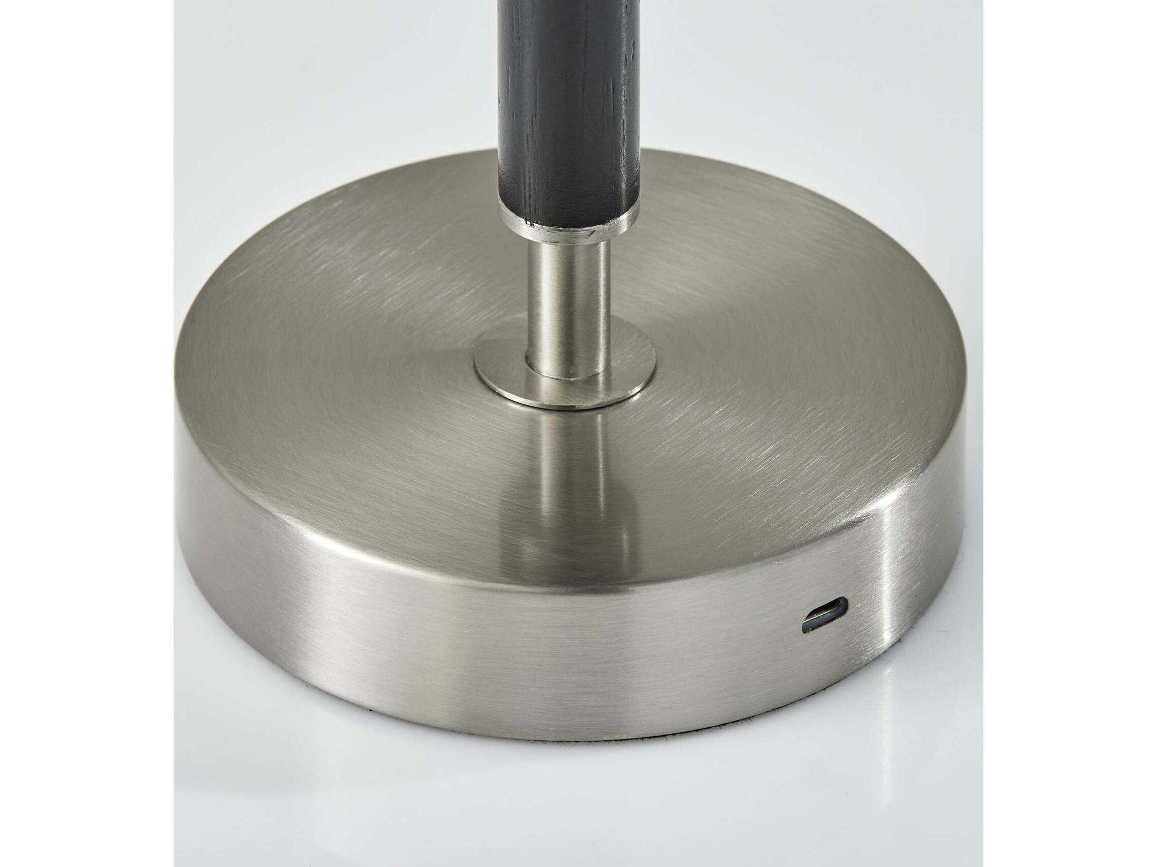 Adesso Ronny Black Brushed Steel Wood With Frosted Diffuser Table Lamp