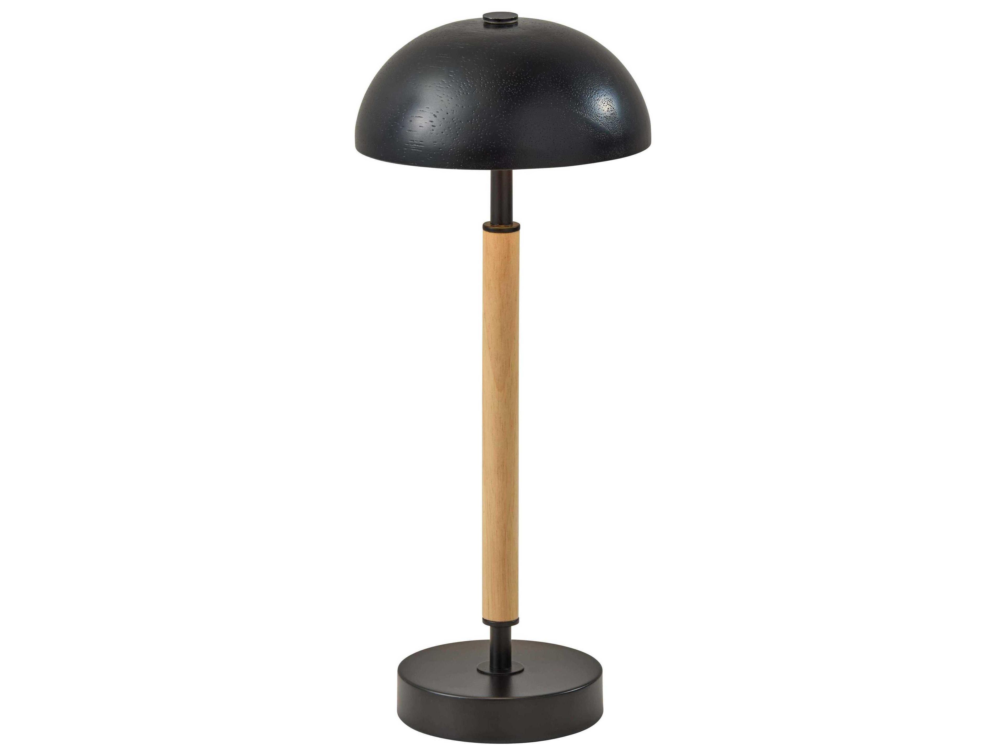 Adesso Ronny Natural Black Metal With Frosted Diffuser Table Lamp