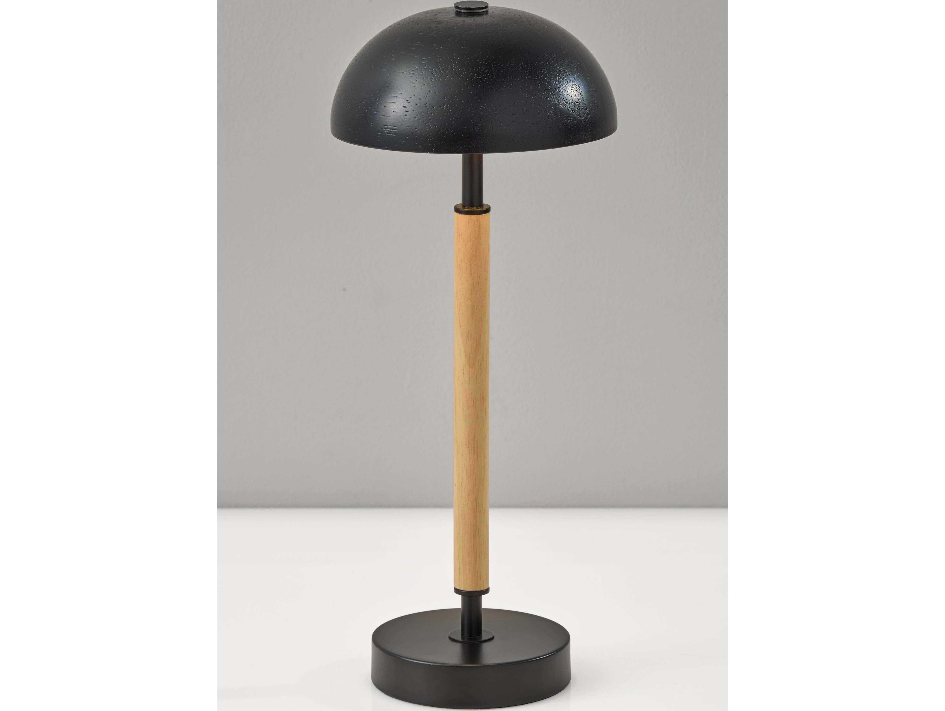 Adesso Ronny Natural Black Metal With Frosted Diffuser Table Lamp