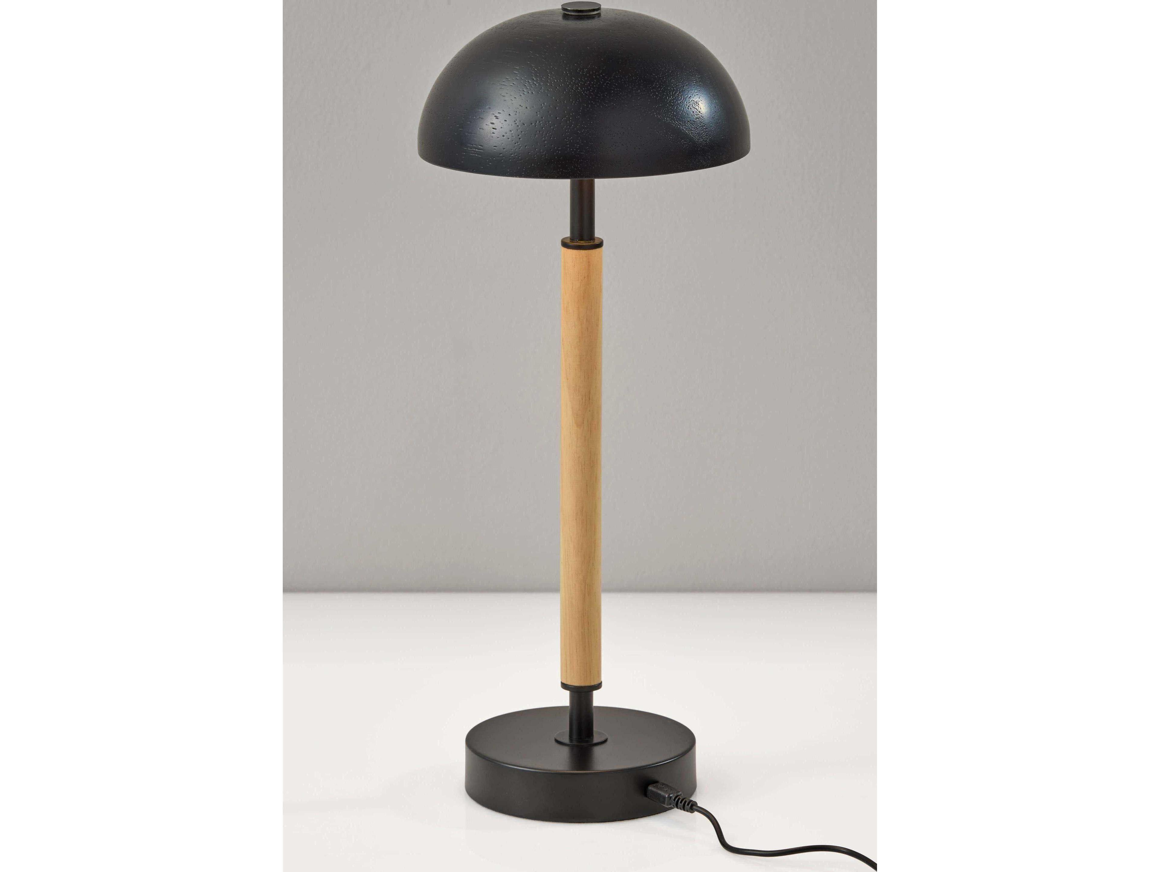 Adesso Ronny Natural Black Metal With Frosted Diffuser Table Lamp