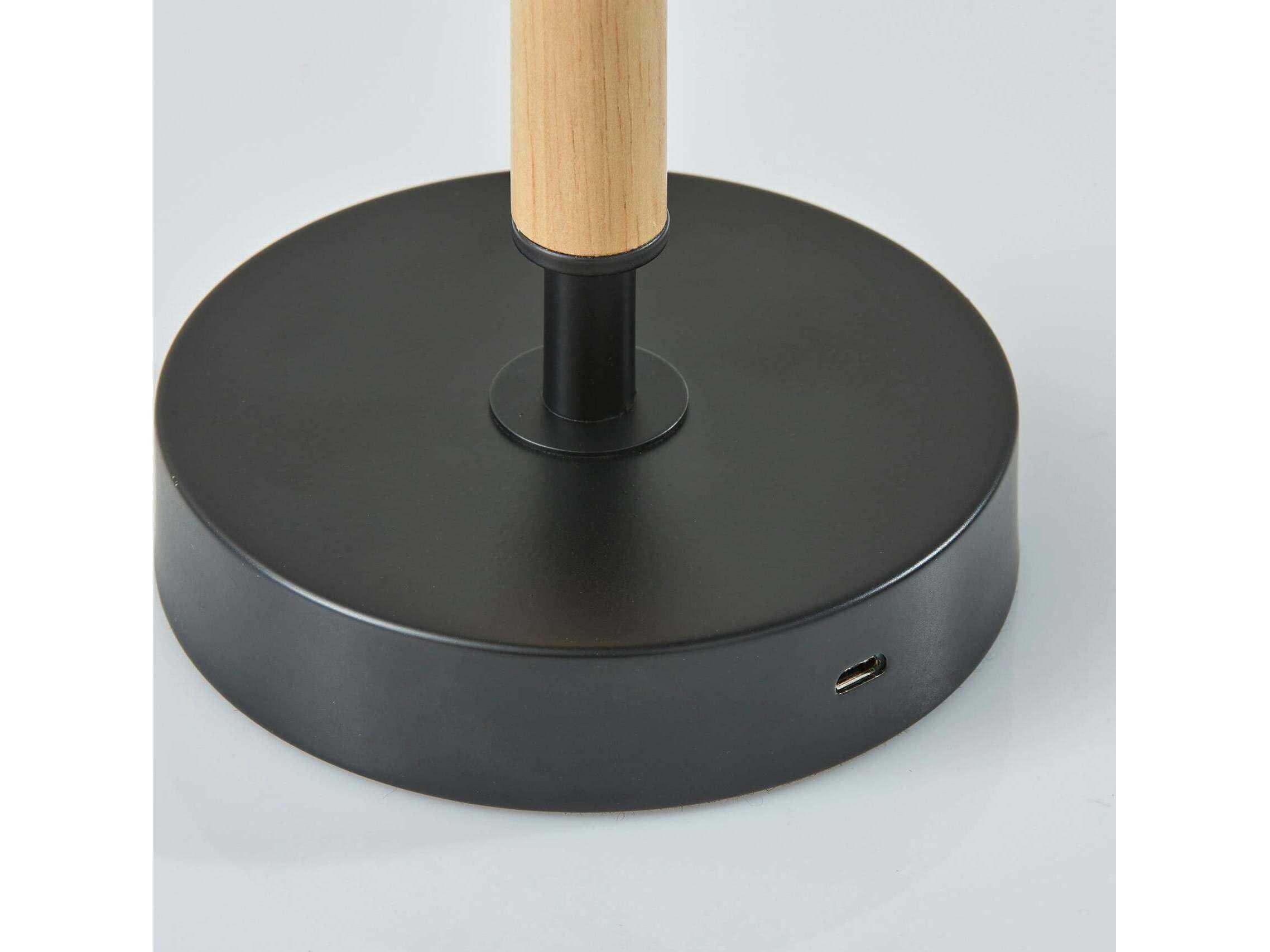 Adesso Ronny Natural Black Metal With Frosted Diffuser Table Lamp