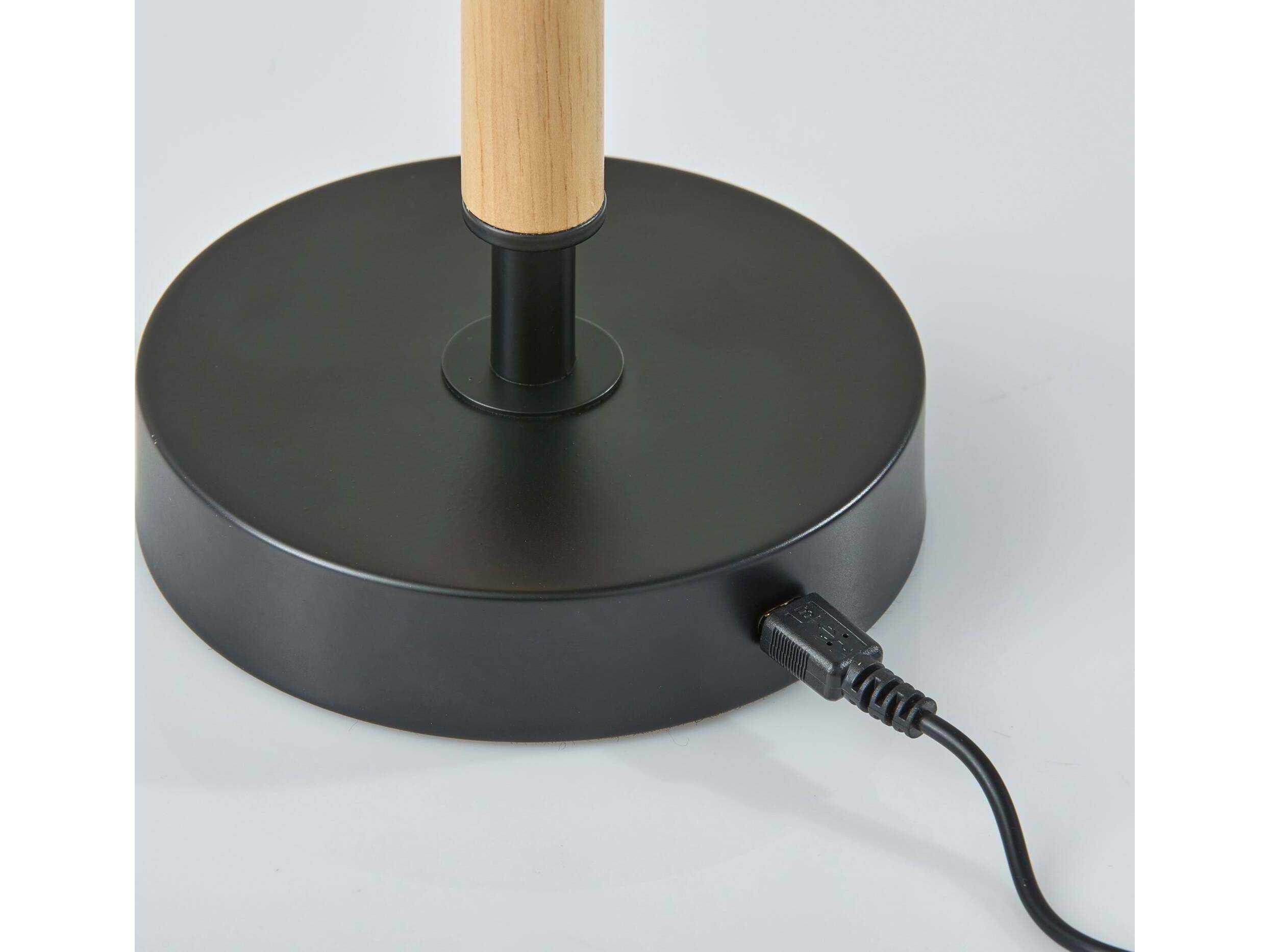 Adesso Ronny Natural Black Metal With Frosted Diffuser Table Lamp