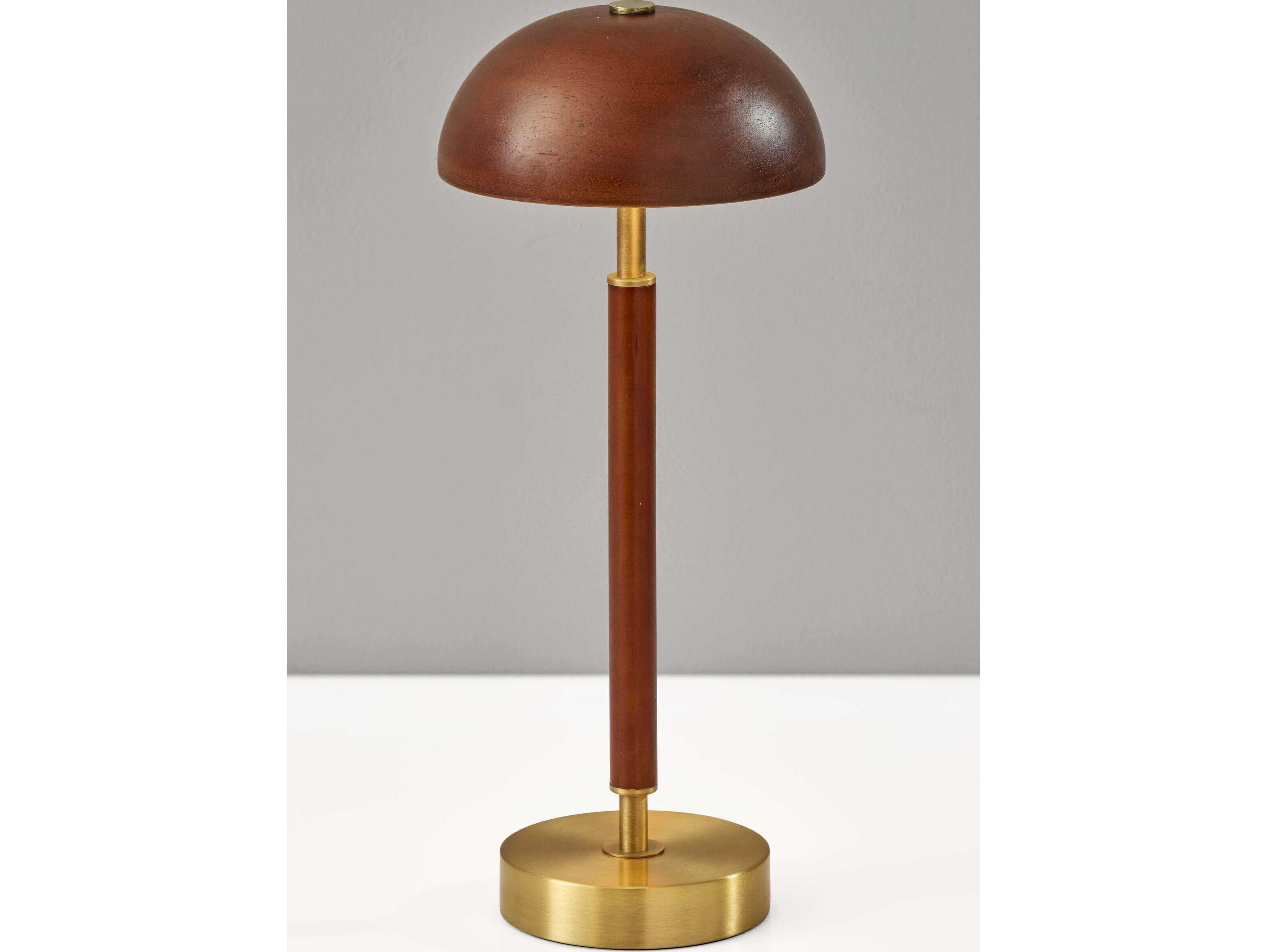 Adesso Ronny Walnut Wood With Frosted Diffuser Brown Table Lamp